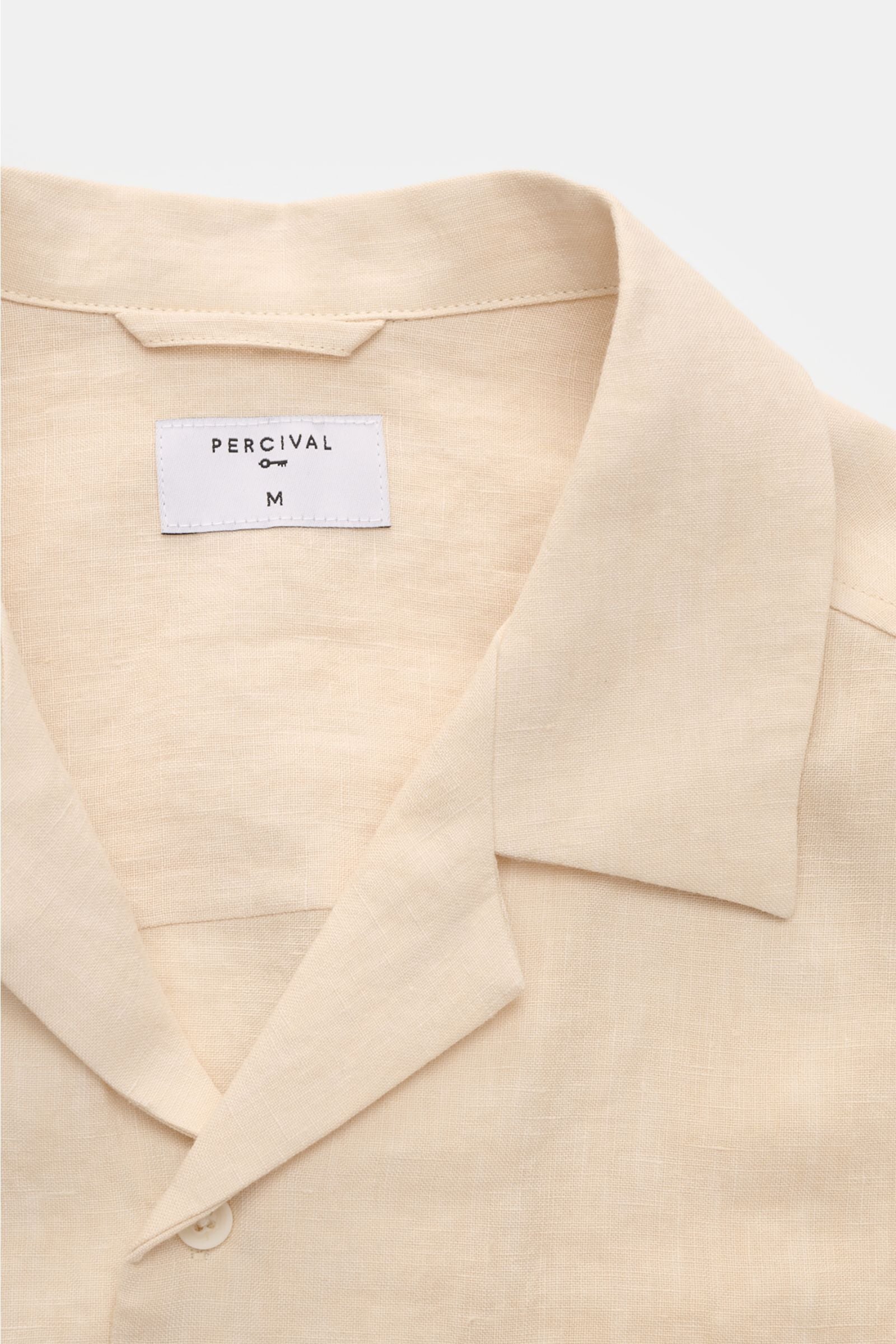 Percival Linen short sleeve shirt Cuban collar - beige