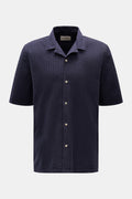 Officine Générale Short sleeve shirt 'Eren' Cuban collar - navy