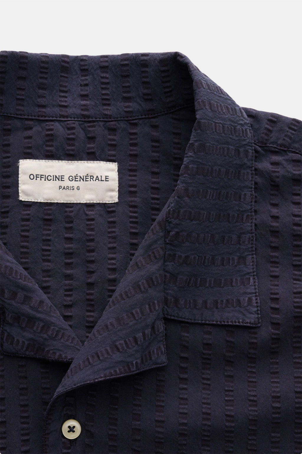 Officine Générale Short sleeve shirt 'Eren' Cuban collar - navy