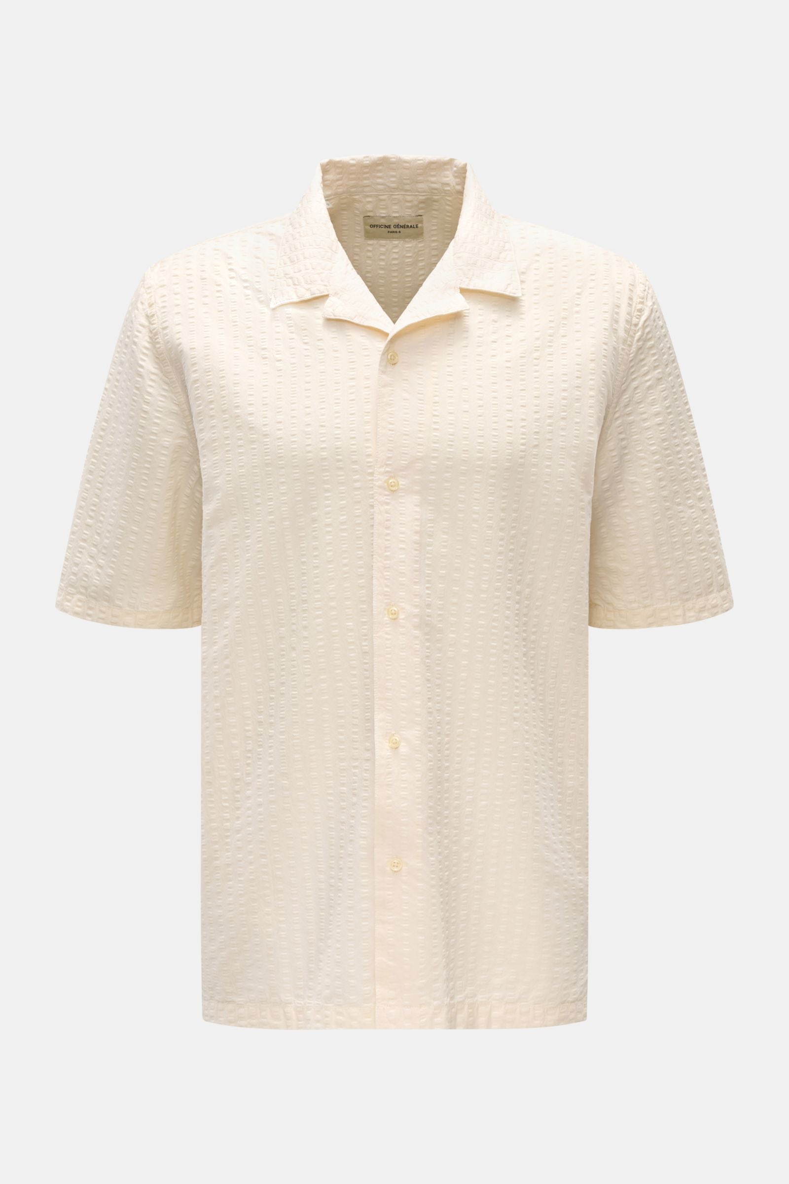 Officine Générale Short sleeve shirt 'Eren' Cuban collar - cream