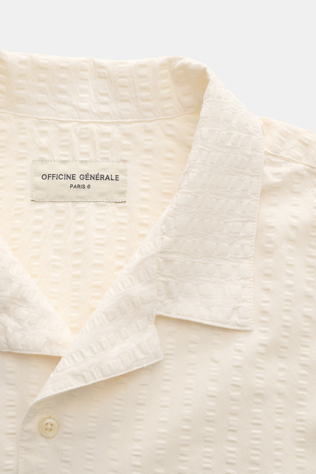 Officine Générale Short sleeve shirt 'Eren' Cuban collar - cream