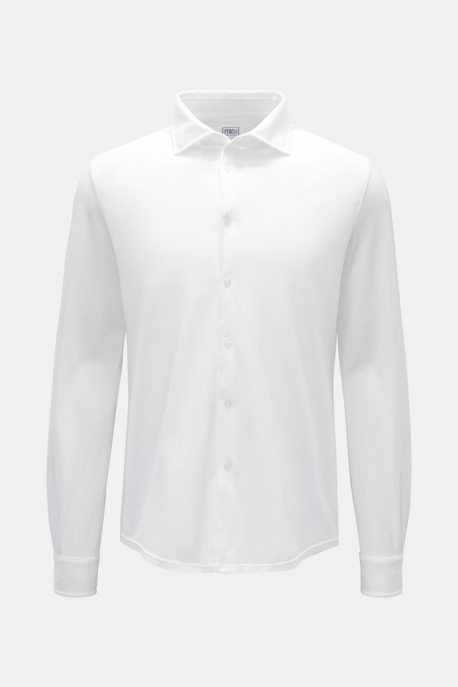 Fedeli Piqué shirt 'Steve' narrow collar - White