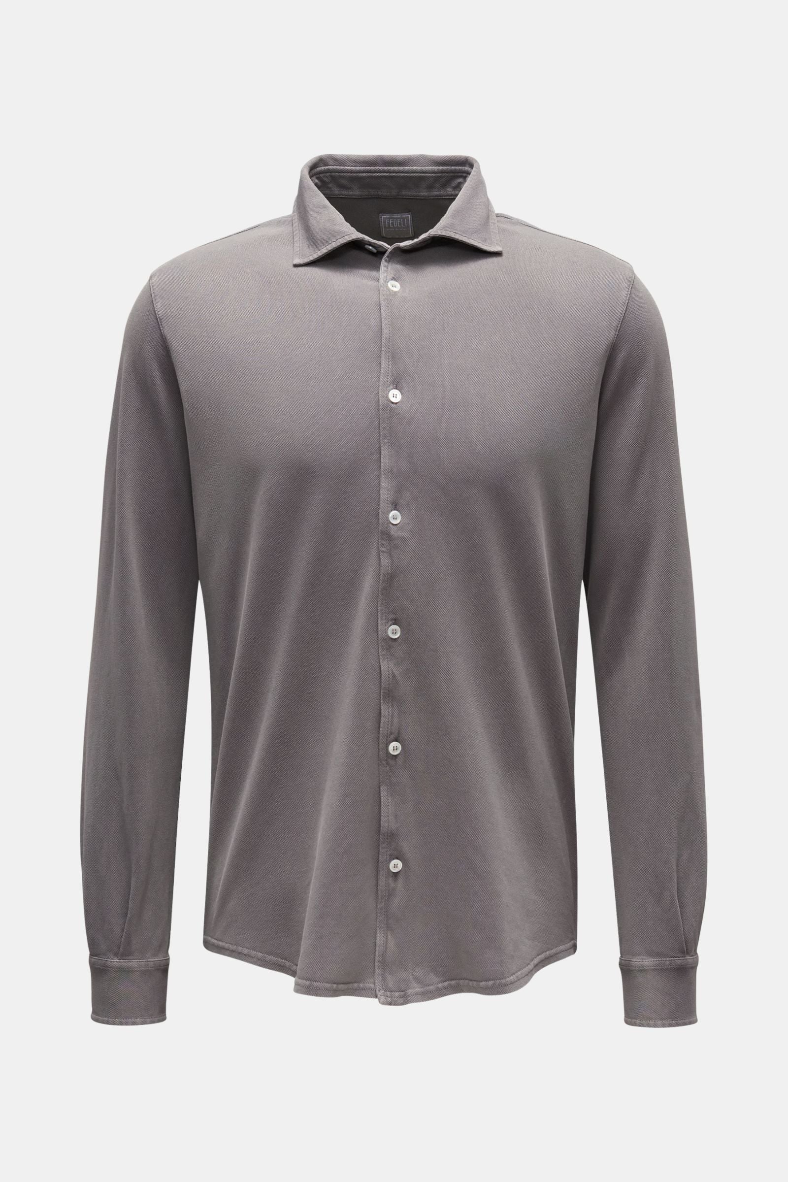 Fedeli Piqué shirt 'Steve' narrow collar - Grey