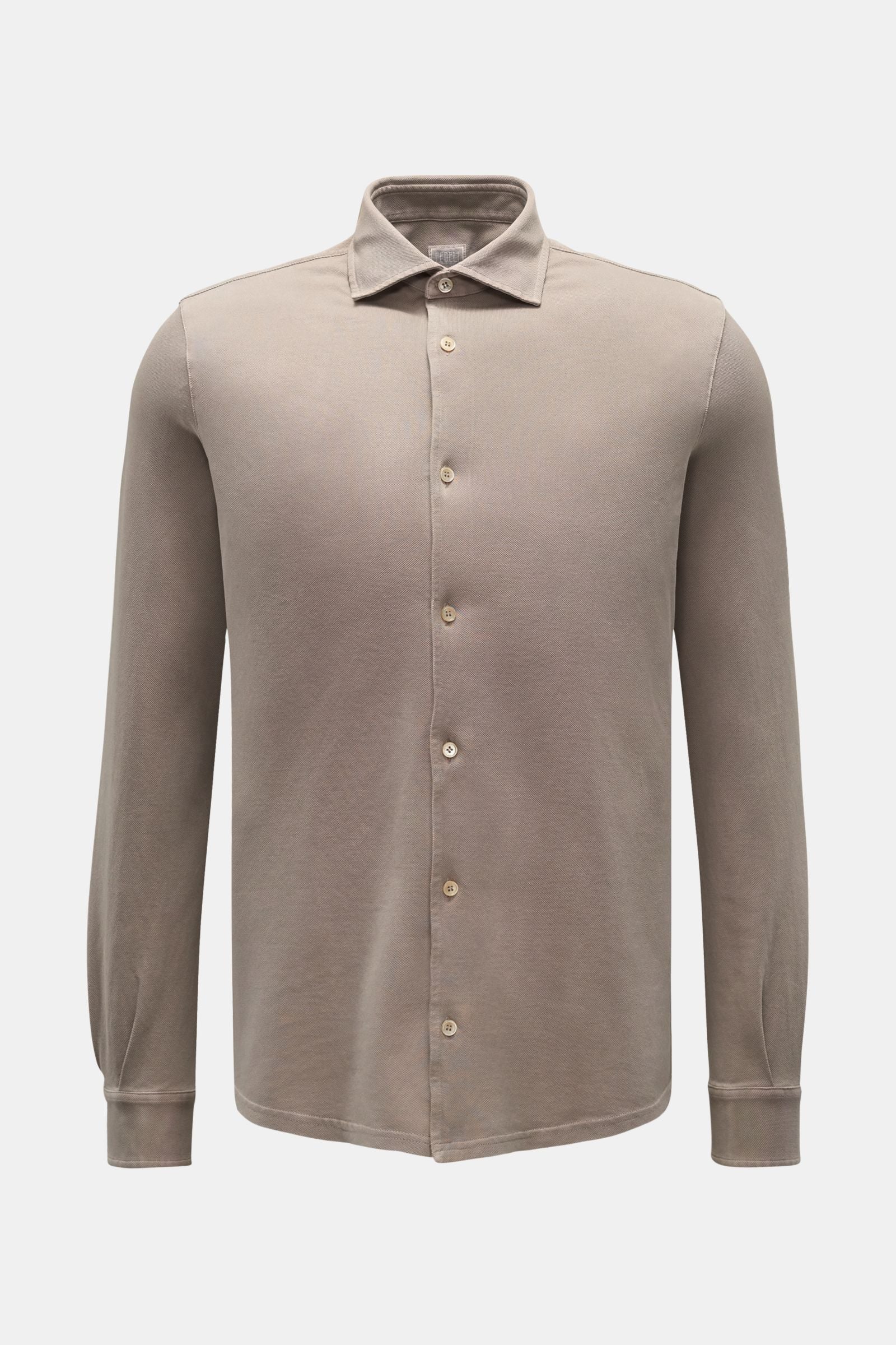 Fedeli Piqué shirt 'Steve' narrow collar - Taupe