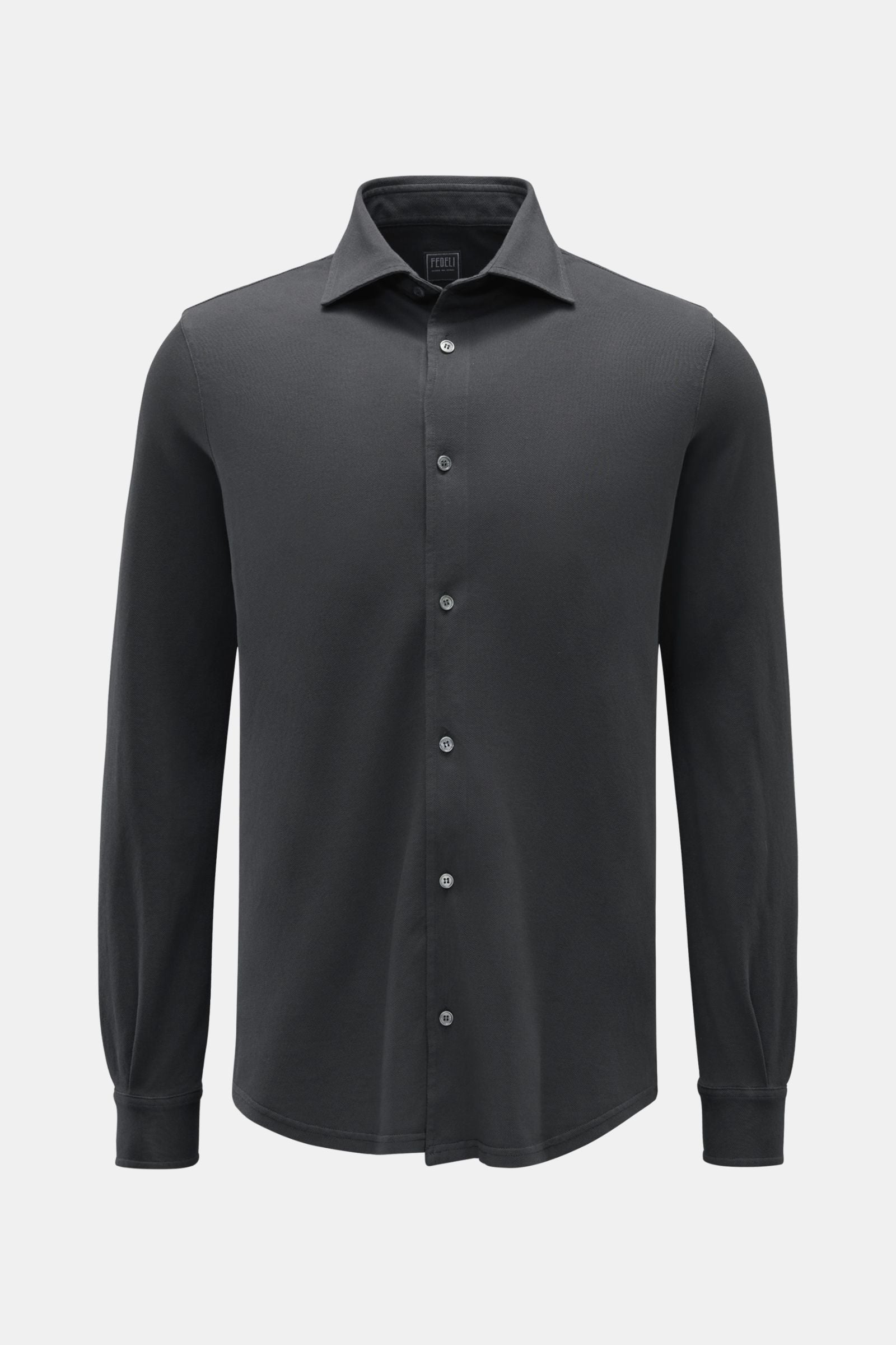 Fedeli Piqué shirt 'Steve' narrow collar - Dark grey