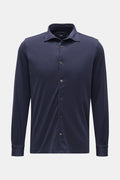 Fedeli Jersey shirt 'Jason' shark collar - Navy