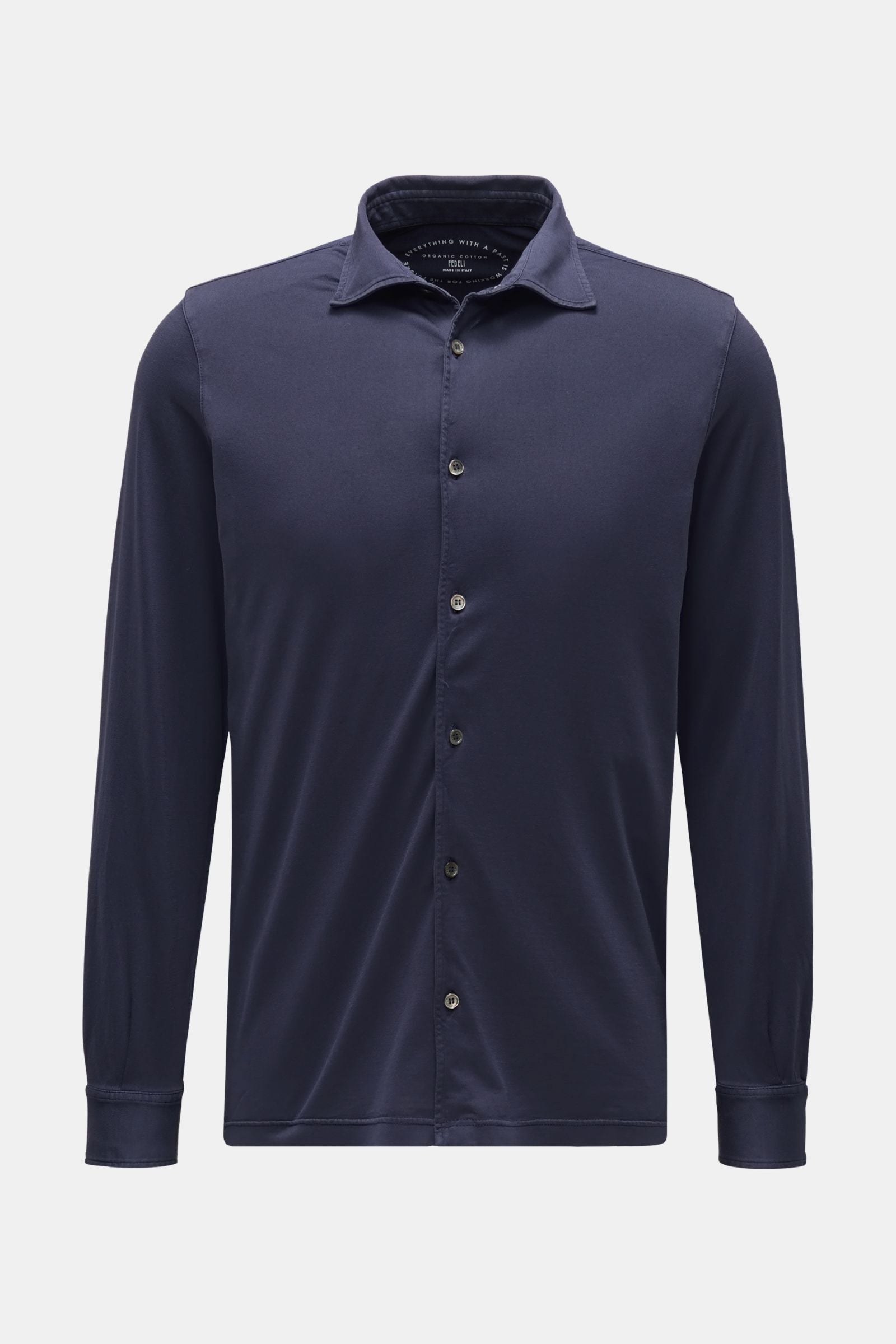 Fedeli Jersey shirt 'Jason' shark collar - Navy