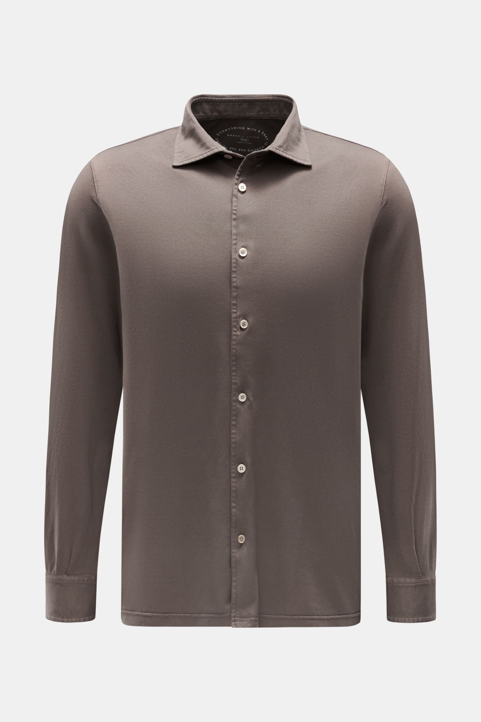Fedeli Jersey shirt 'Jason' shark collar - Grey brown