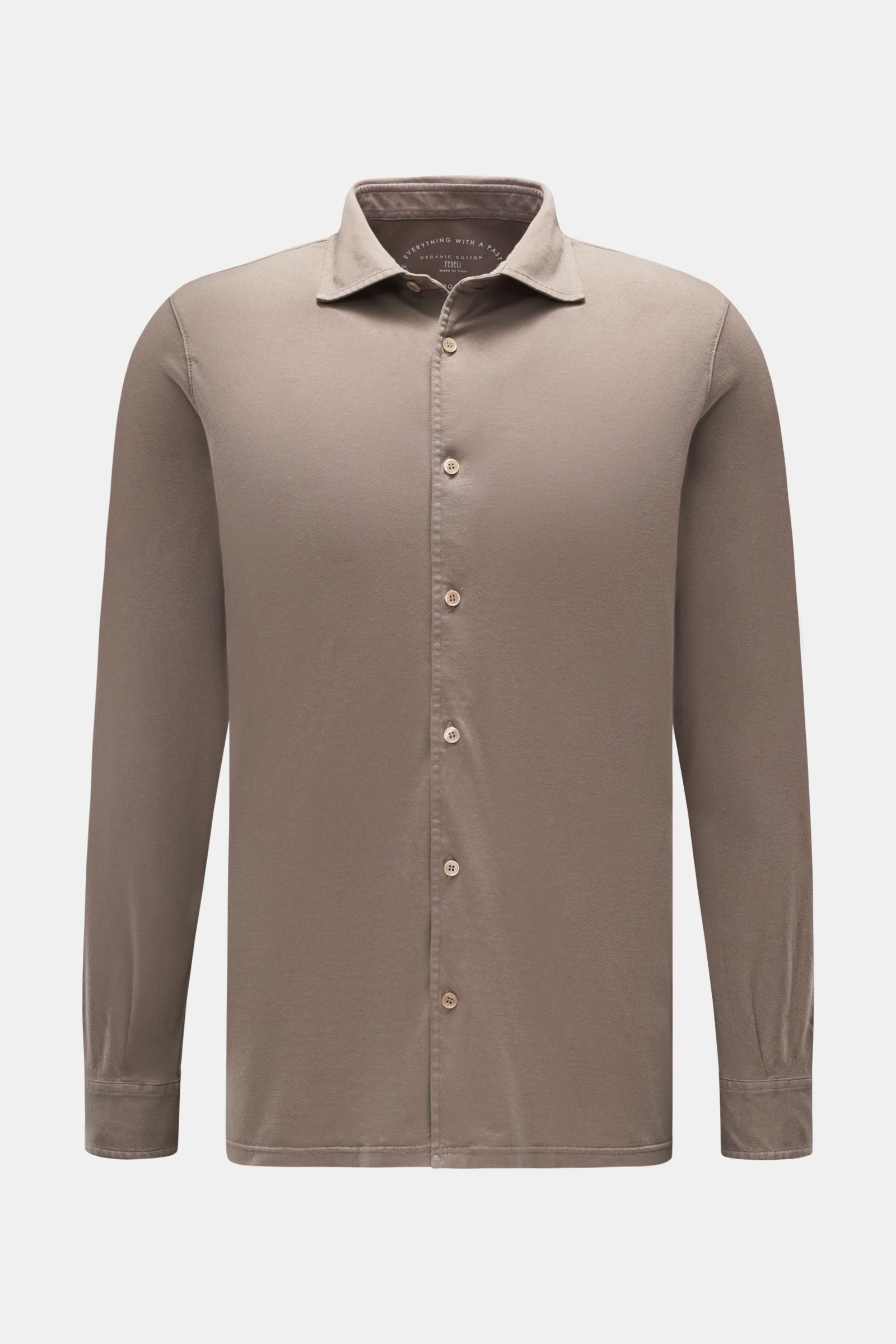 Fedeli Jersey shirt 'Jason' shark collar - Taupe