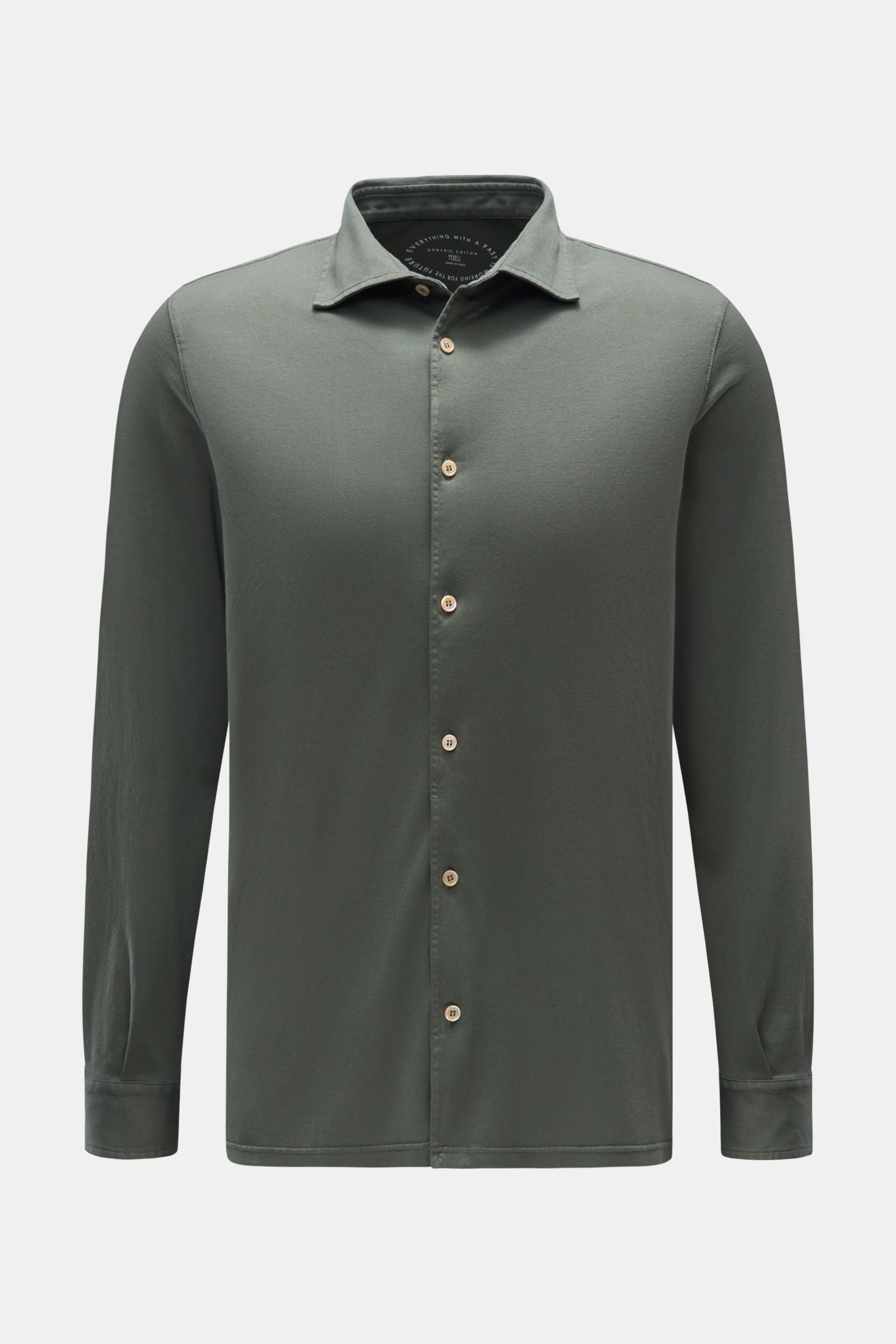 Fedeli Jersey shirt 'Jason' shark collar - Grey green