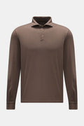 Fedeli Jersey long sleeve polo shirt 'Zero' - Grey brown