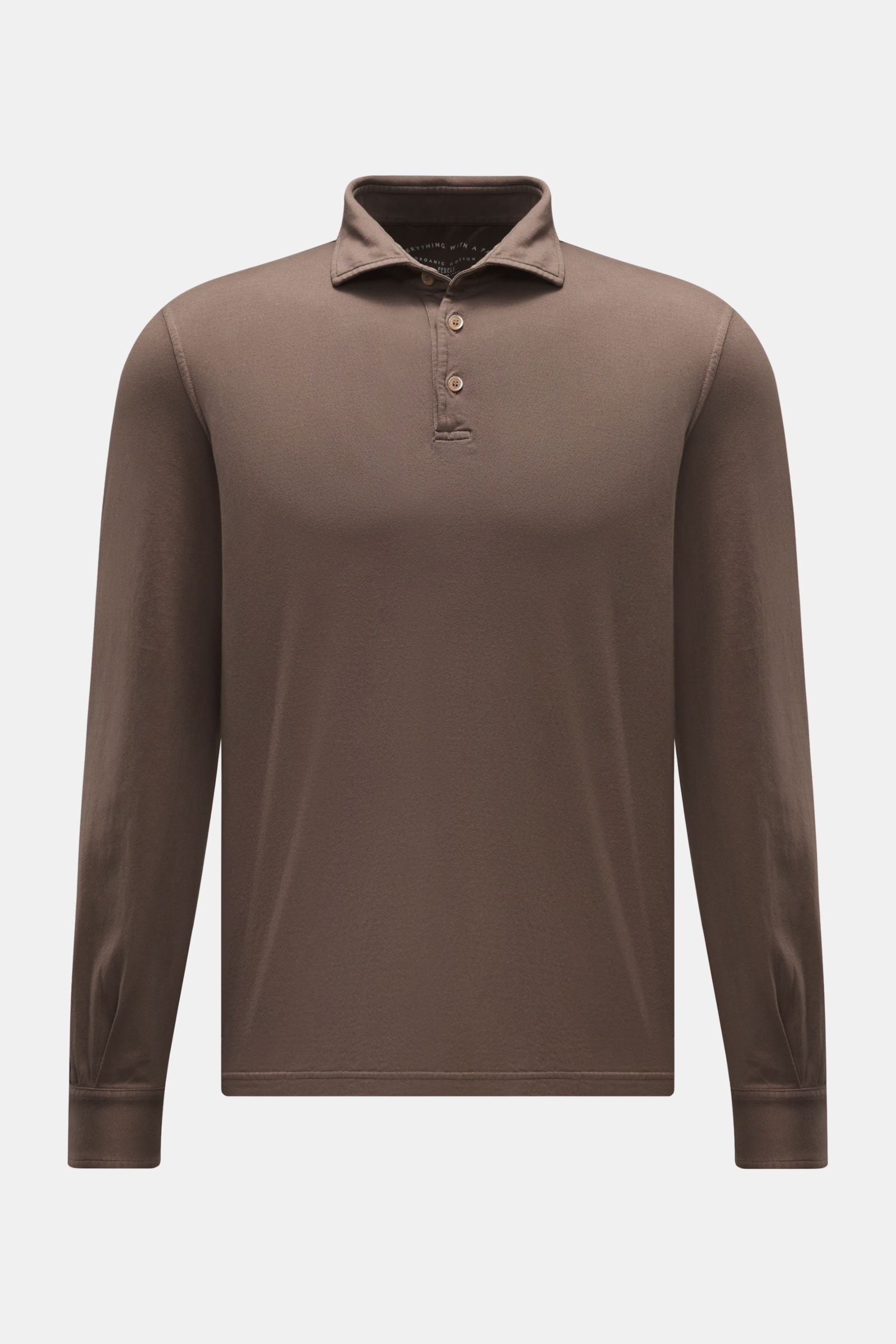 Fedeli Jersey long sleeve polo shirt 'Zero' - Grey brown