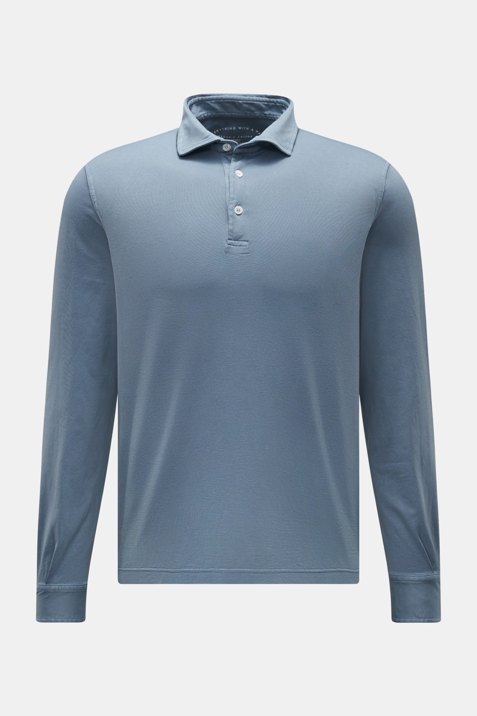 Fedeli Jersey long sleeve polo shirt 'Zero' - Smoky blue