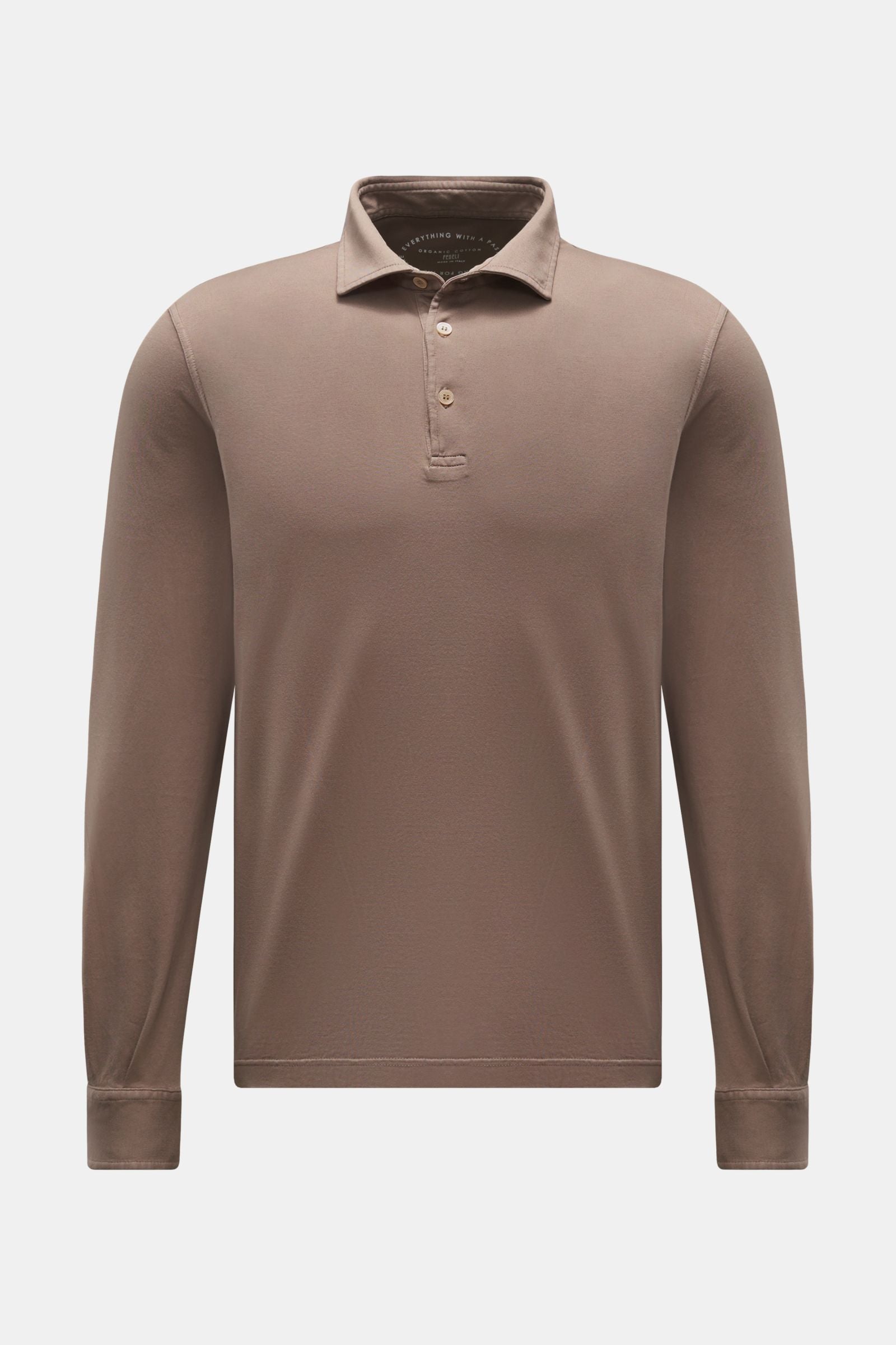 Fedeli Jersey long sleeve polo shirt 'Zero' - Taupe