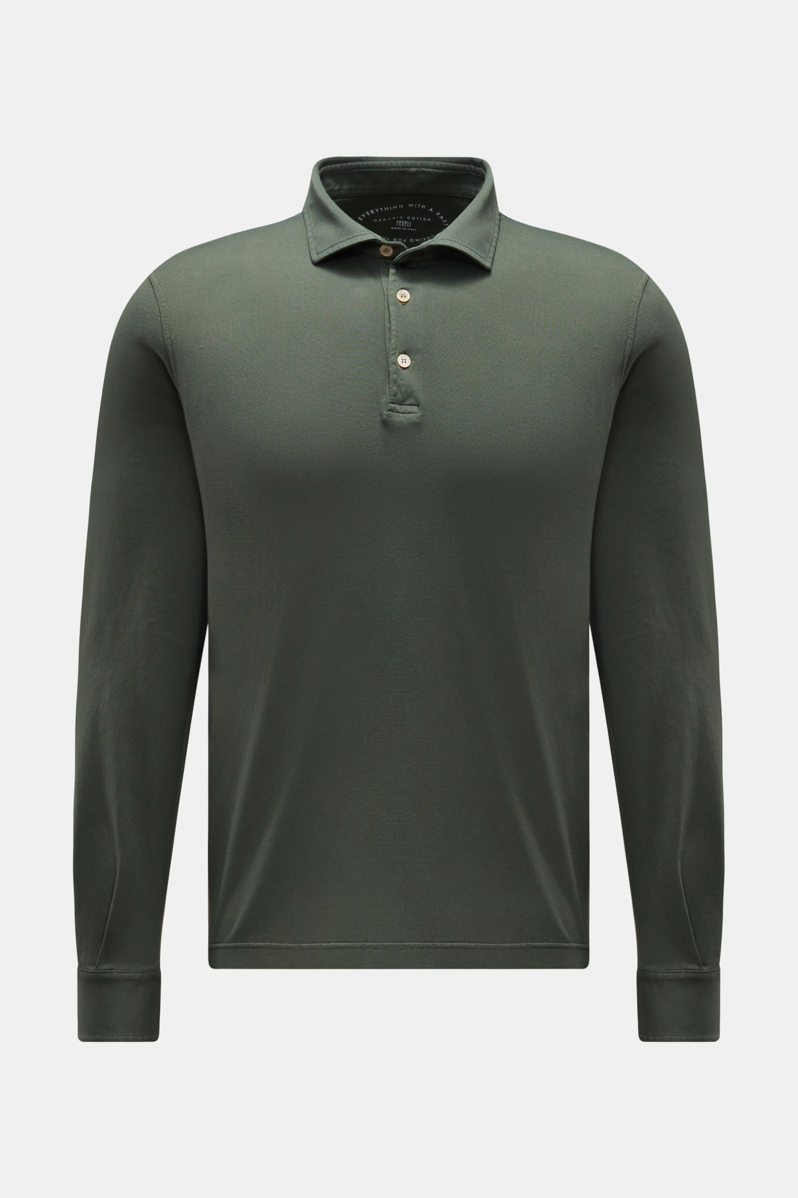 Fedeli Jersey long sleeve polo shirt 'Zero' - Grey green