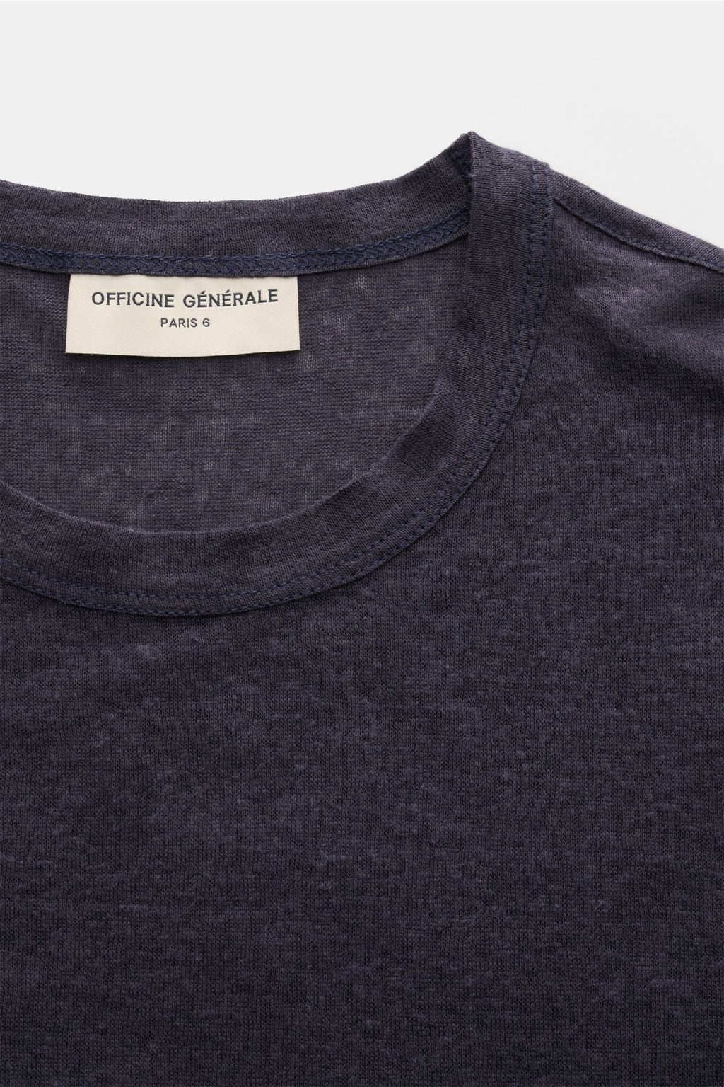 Officine Générale Linen crew neck T-shirt - navy