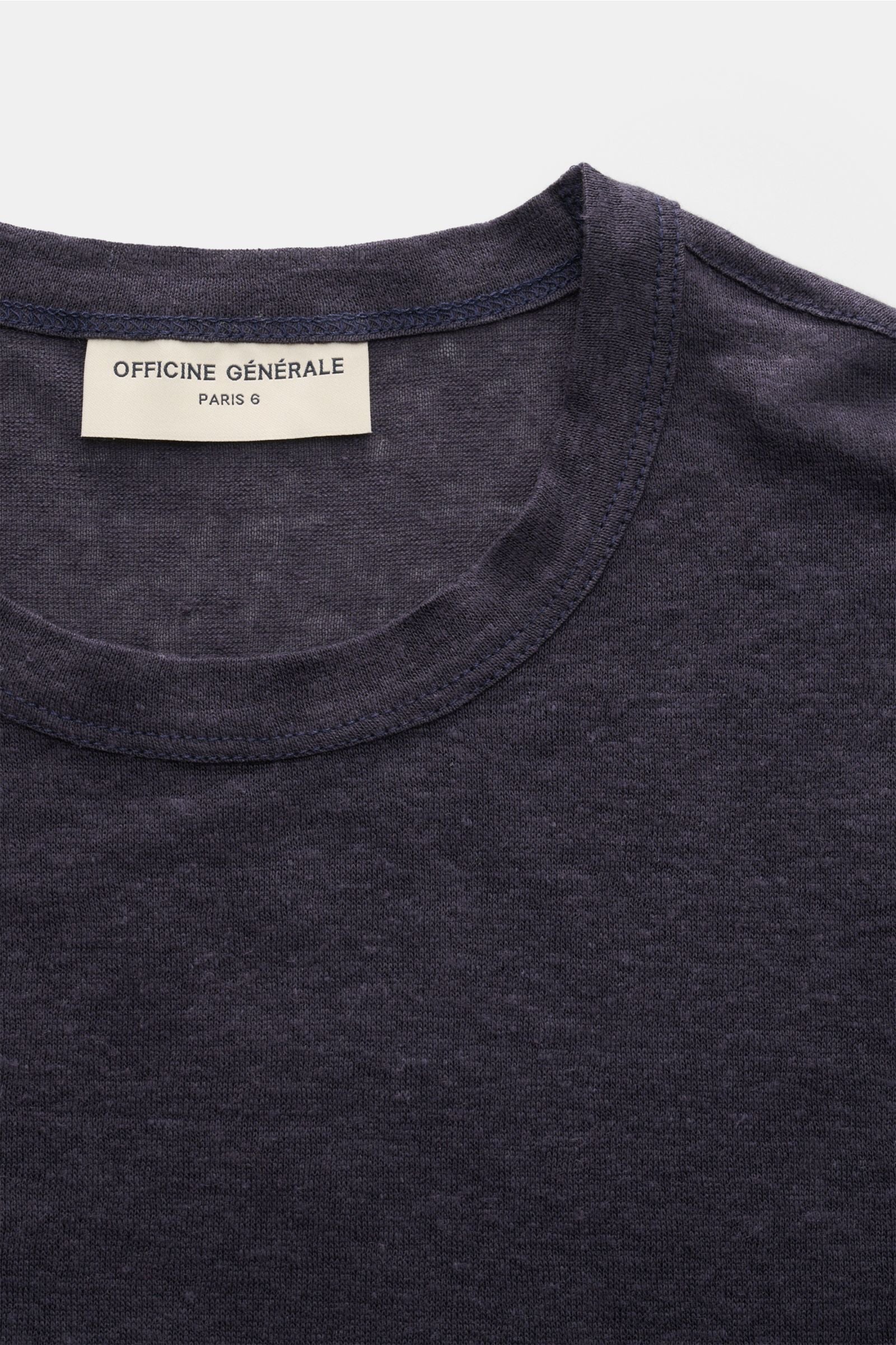 Officine Générale Linen crew neck T-shirt - navy