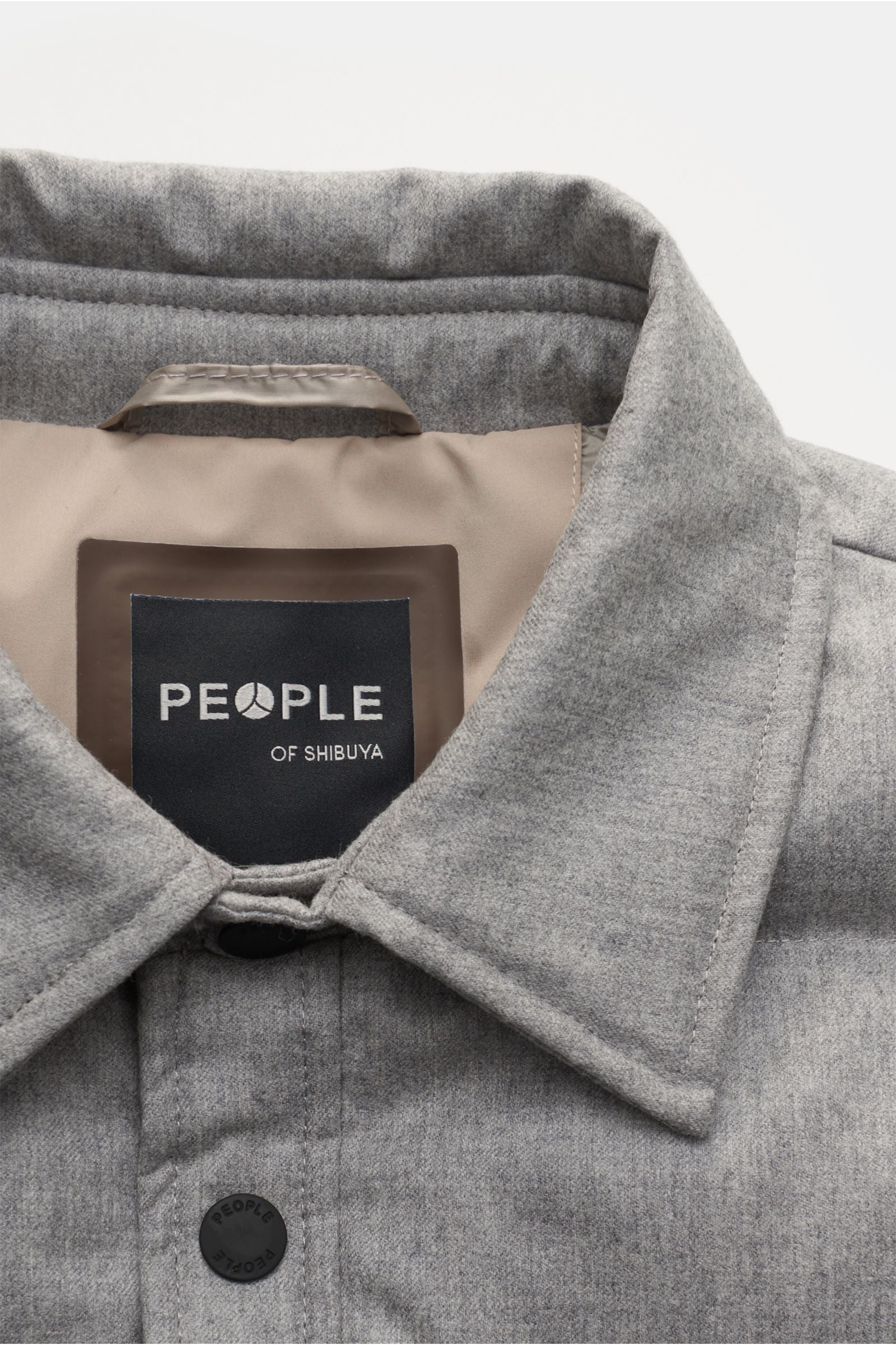 People of Shibuya Down overshirt 'Aver' - grey mottled