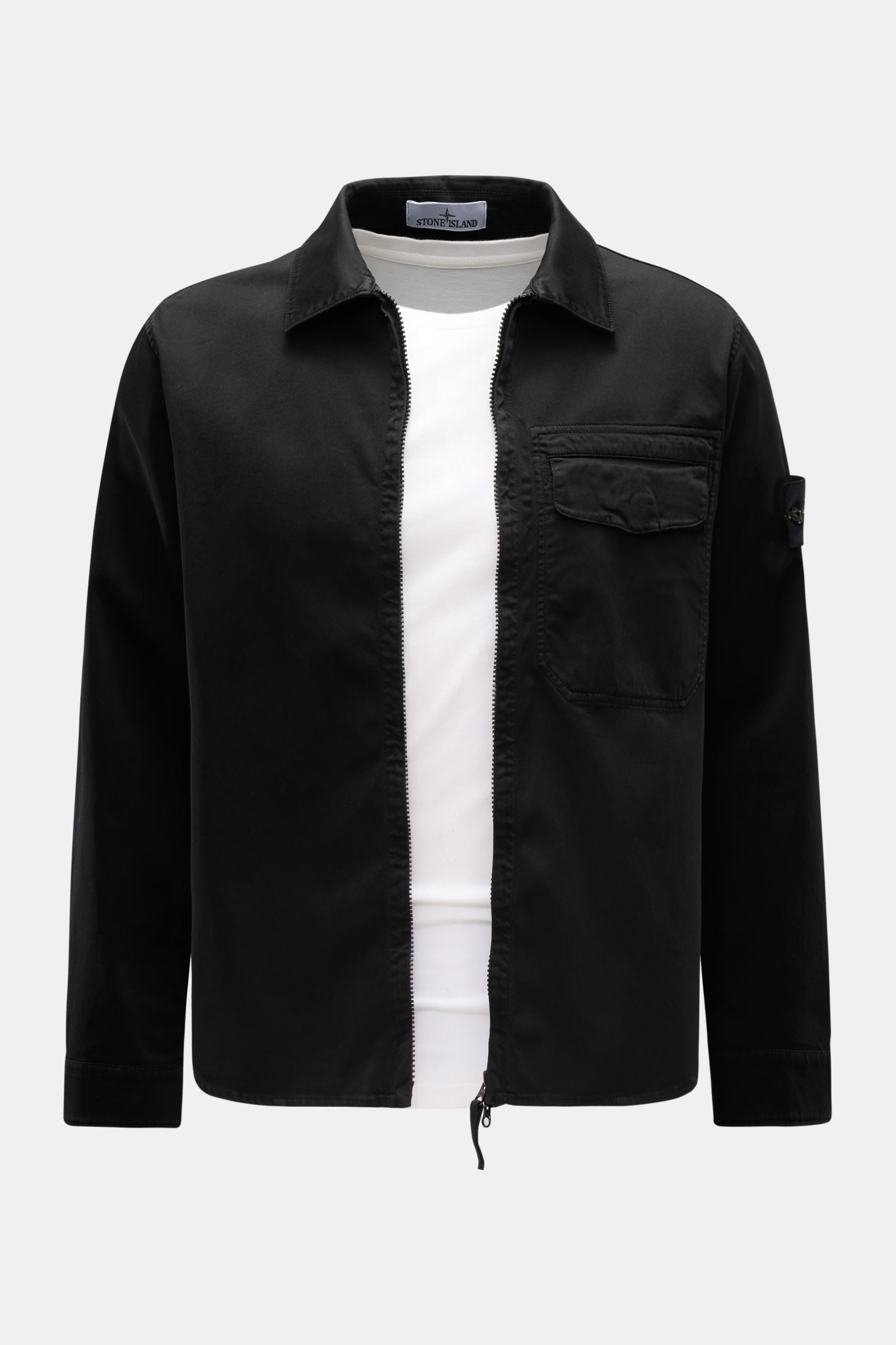 Stone Island Overshirt 'Cotton Satin' - Black