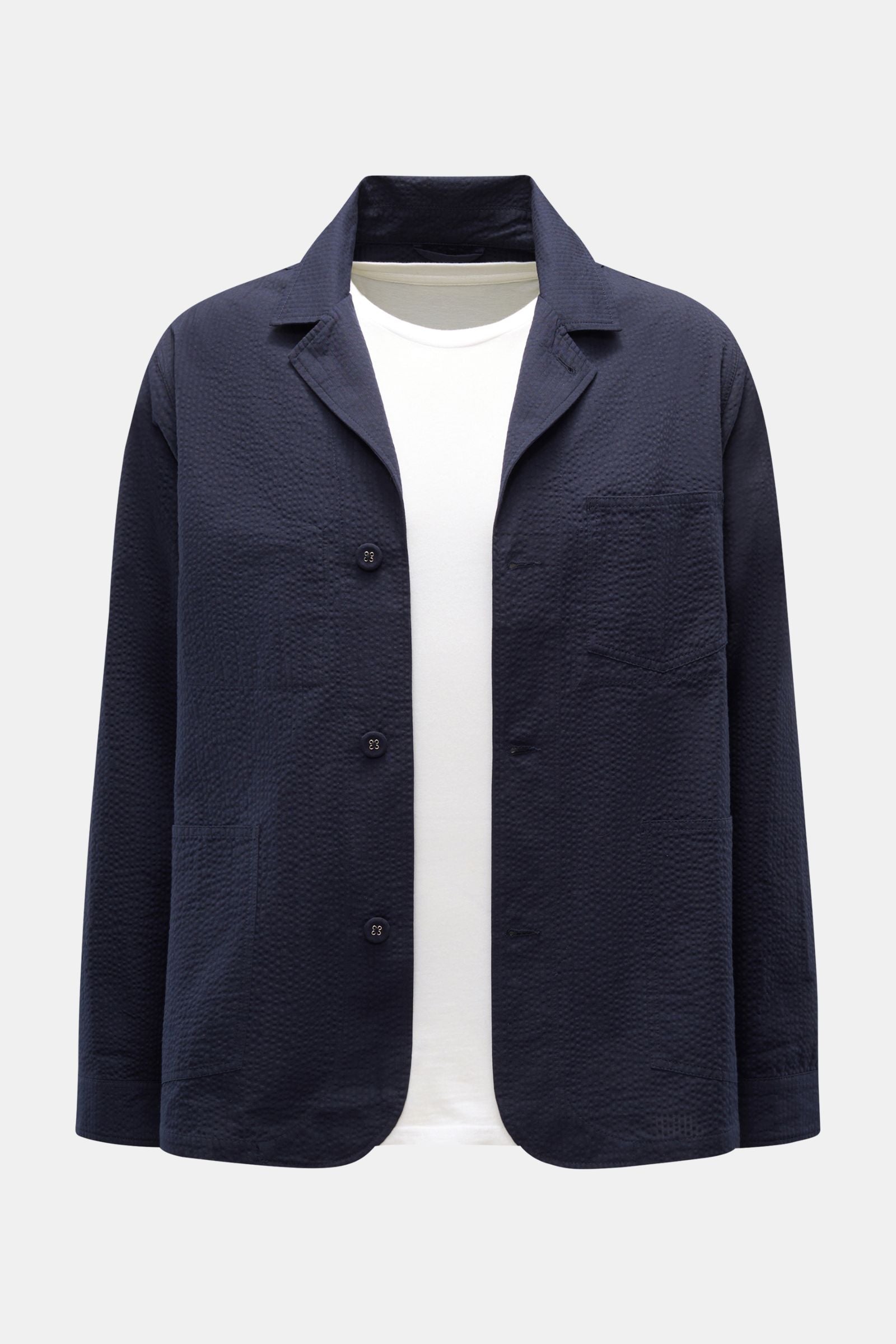 Officine Générale Seersucker overshirt 'Sycamore' - navy
