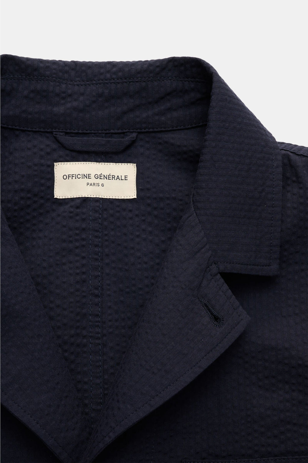 Officine Générale Seersucker overshirt 'Sycamore' - navy