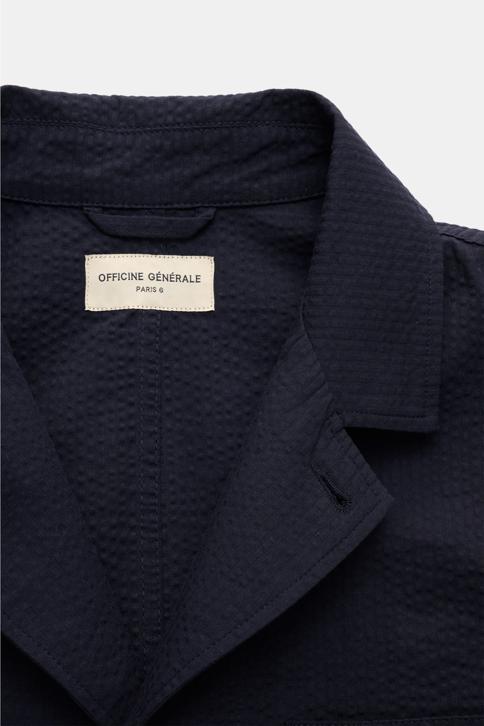 Officine Générale Seersucker overshirt 'Sycamore' - navy