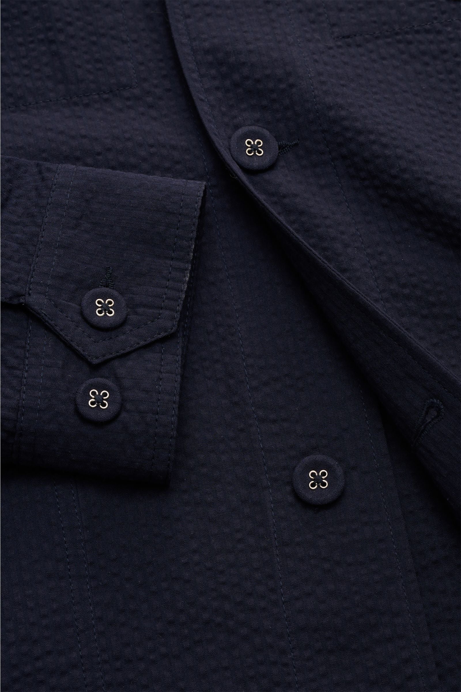 Officine Générale Seersucker overshirt 'Sycamore' - navy