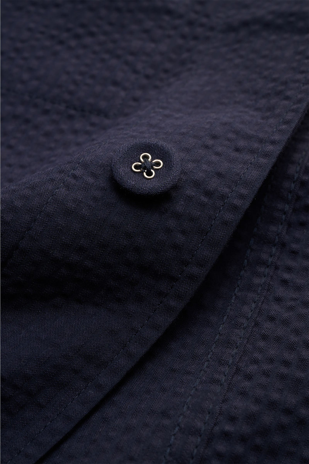 Officine Générale Seersucker overshirt 'Sycamore' - navy