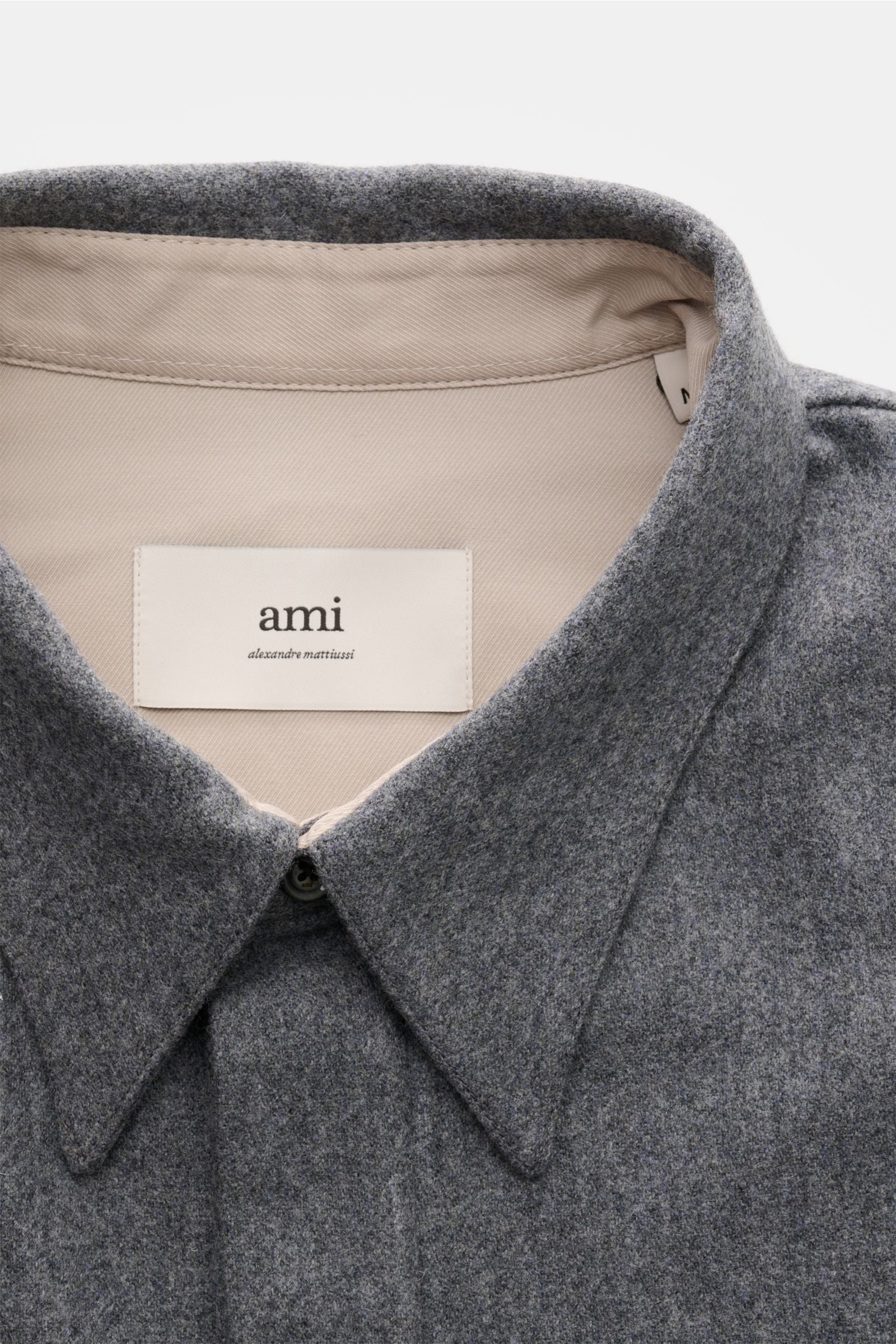Ami Paris Popover flannel shirt Kent collar - grey mottled
