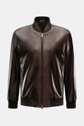 Brioni Leather blouson 'Plad' - dark brown