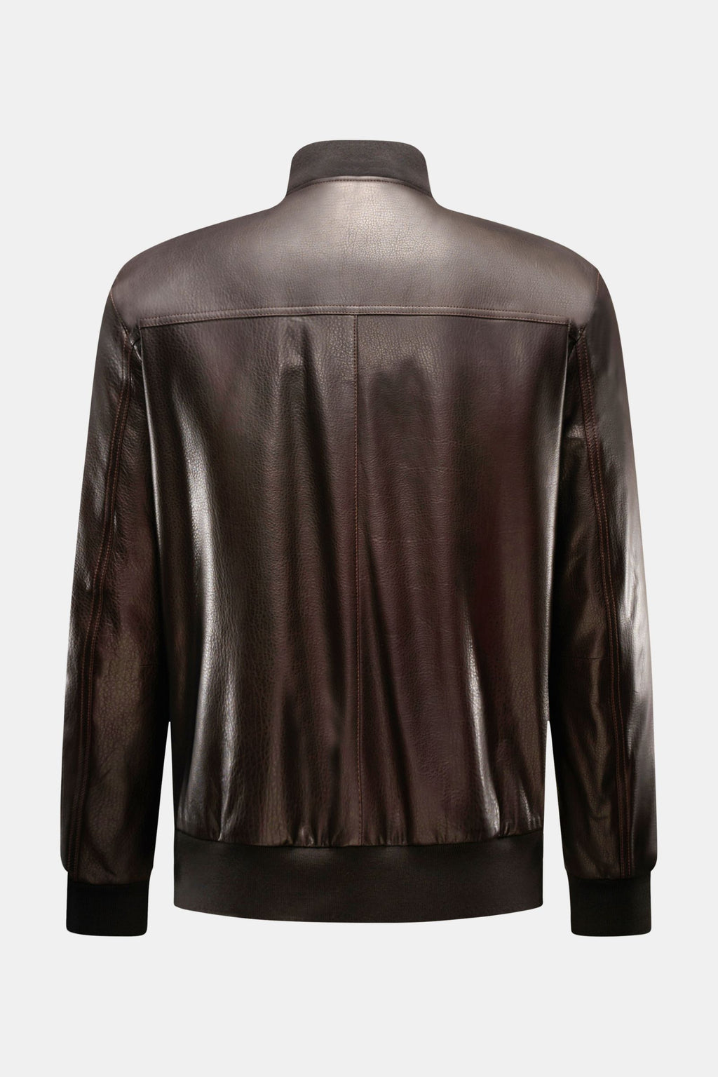 Brioni Leather blouson 'Plad' - dark brown