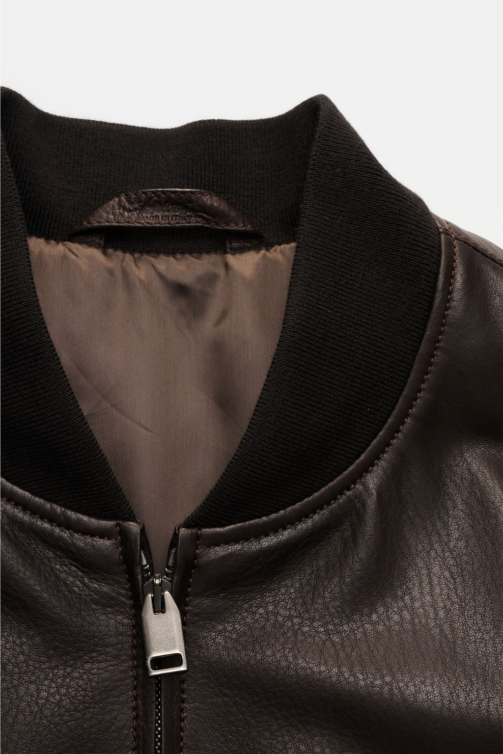 Brioni Leather blouson 'Plad' - dark brown