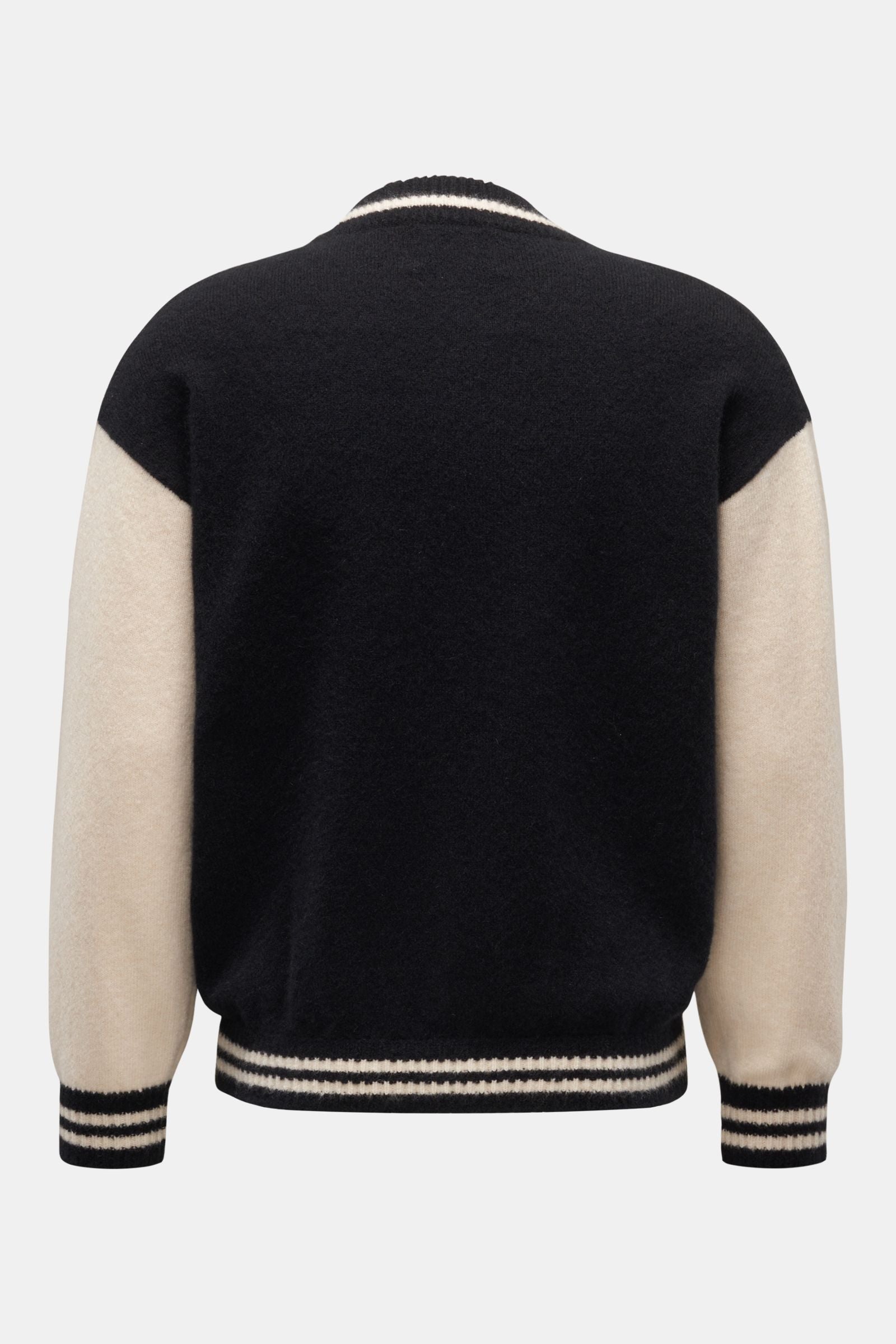 Laneus Cardigan 'Soft Cashmere Bomber' black/off-white - white