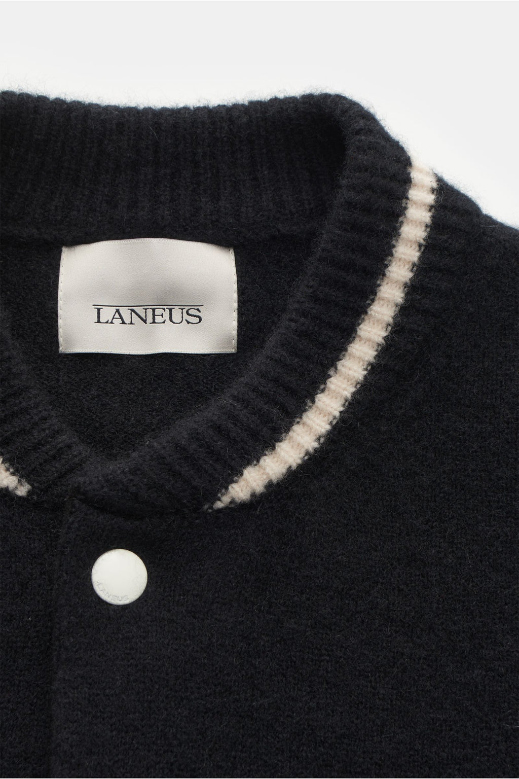 Laneus Cardigan 'Soft Cashmere Bomber' black/off-white - white
