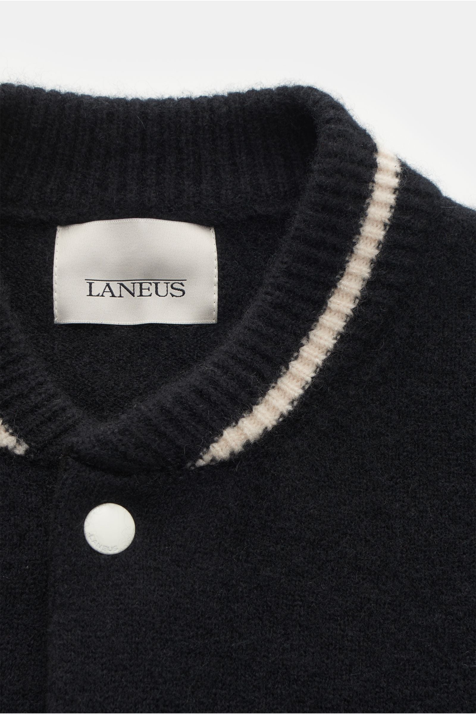 Laneus Cardigan 'Soft Cashmere Bomber' black/off-white - white