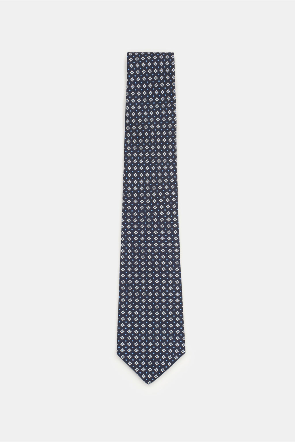 Borrelli Silk tie navy/off-white/light - blue patterned