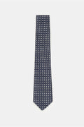 Borrelli Silk tie navy/off-white/light - blue patterned