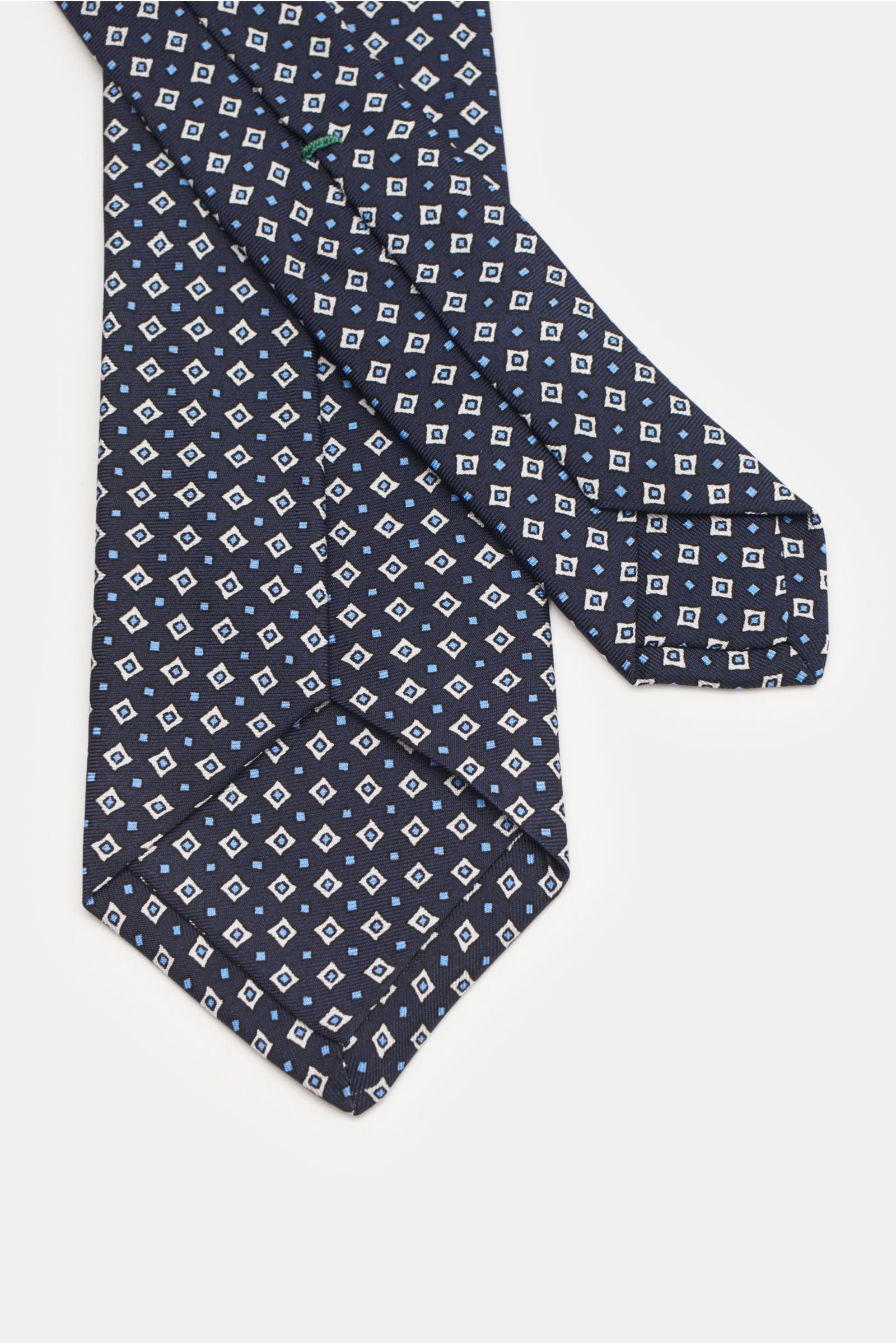 Borrelli Silk tie navy/off-white/light - blue patterned