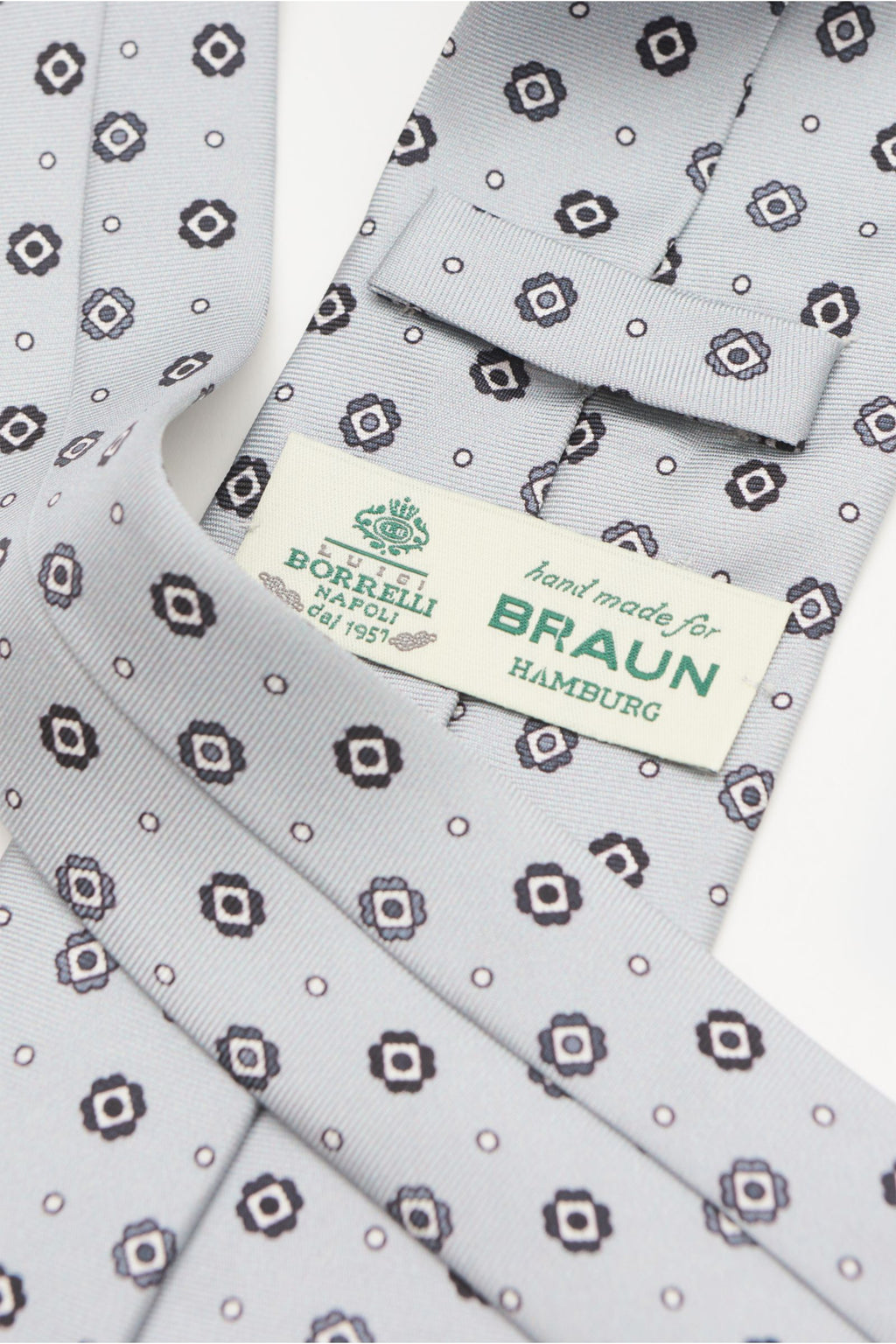 Borrelli Silk tie y/white/t - Grey