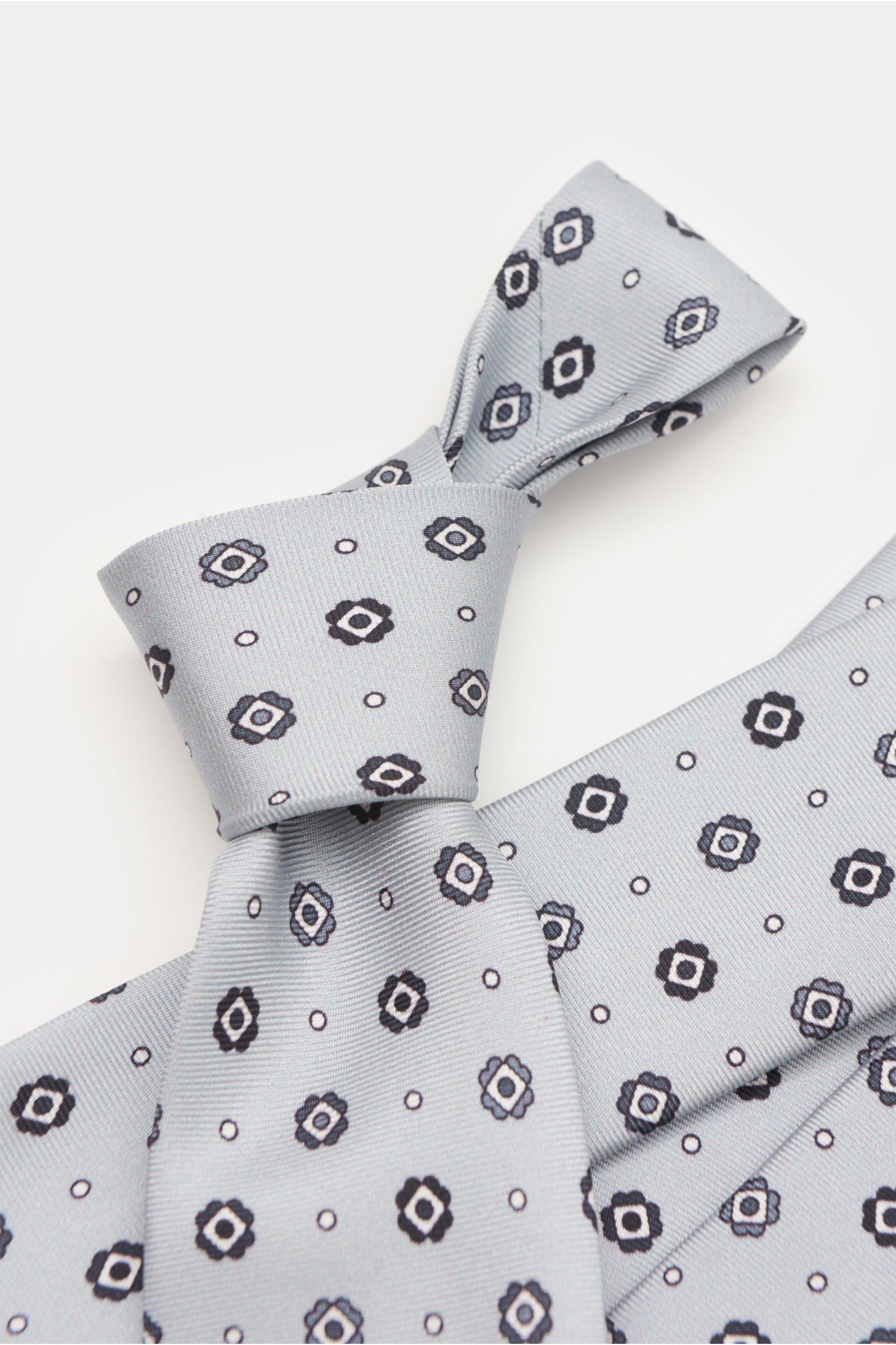 Borrelli Silk tie y/white/t - Grey