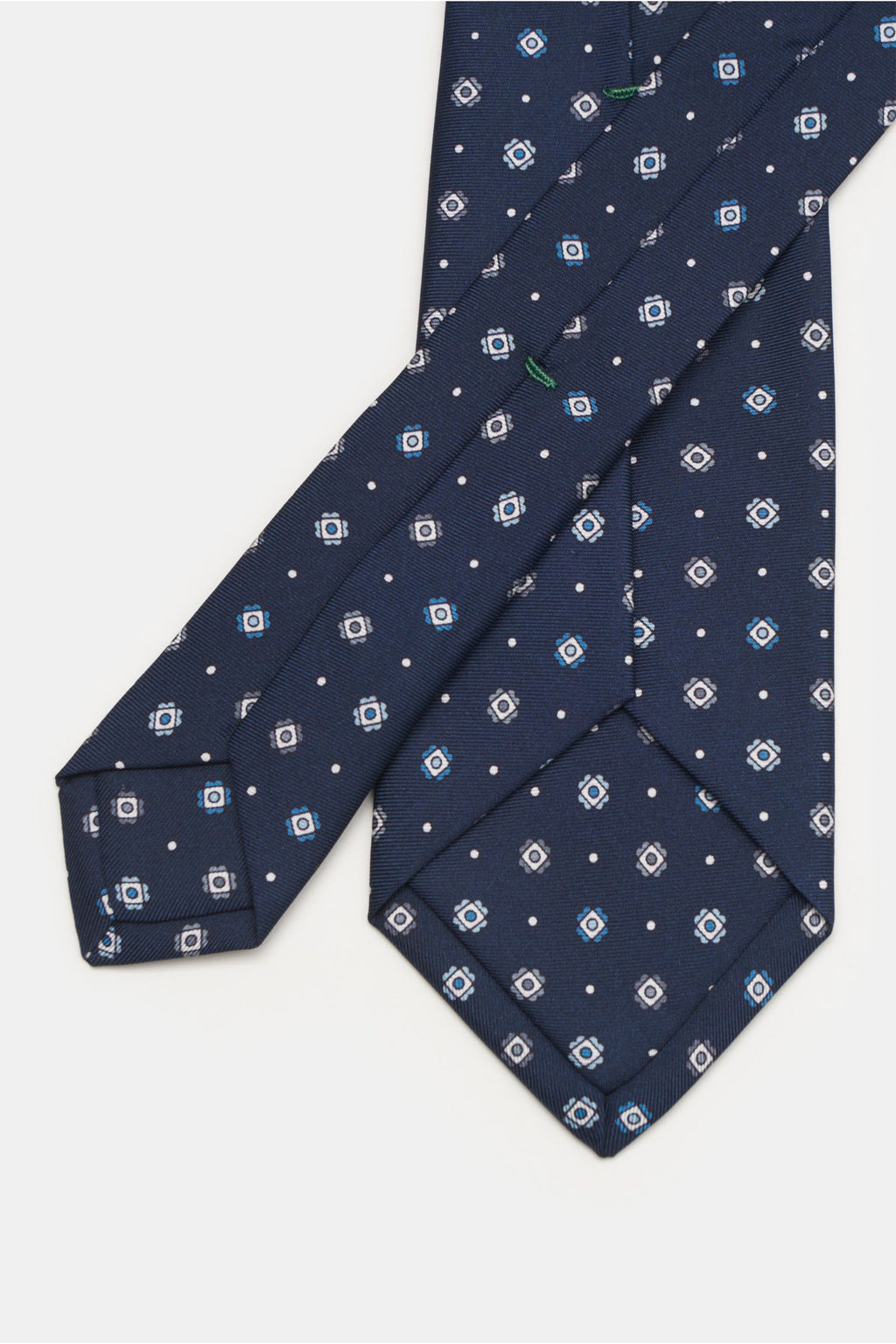 Borrelli Silk tie y/white/t - Navy