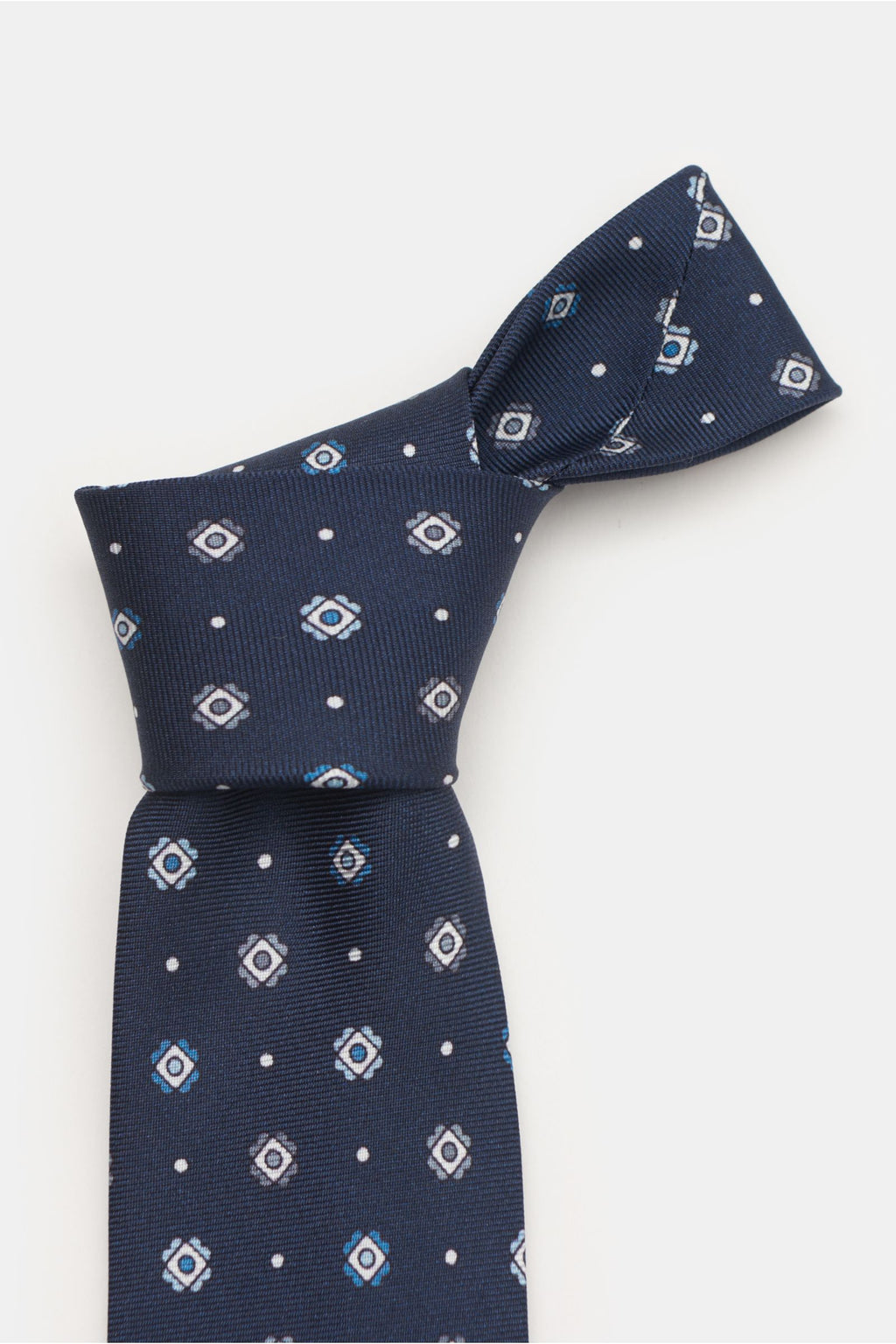 Borrelli Silk tie y/white/t - Navy