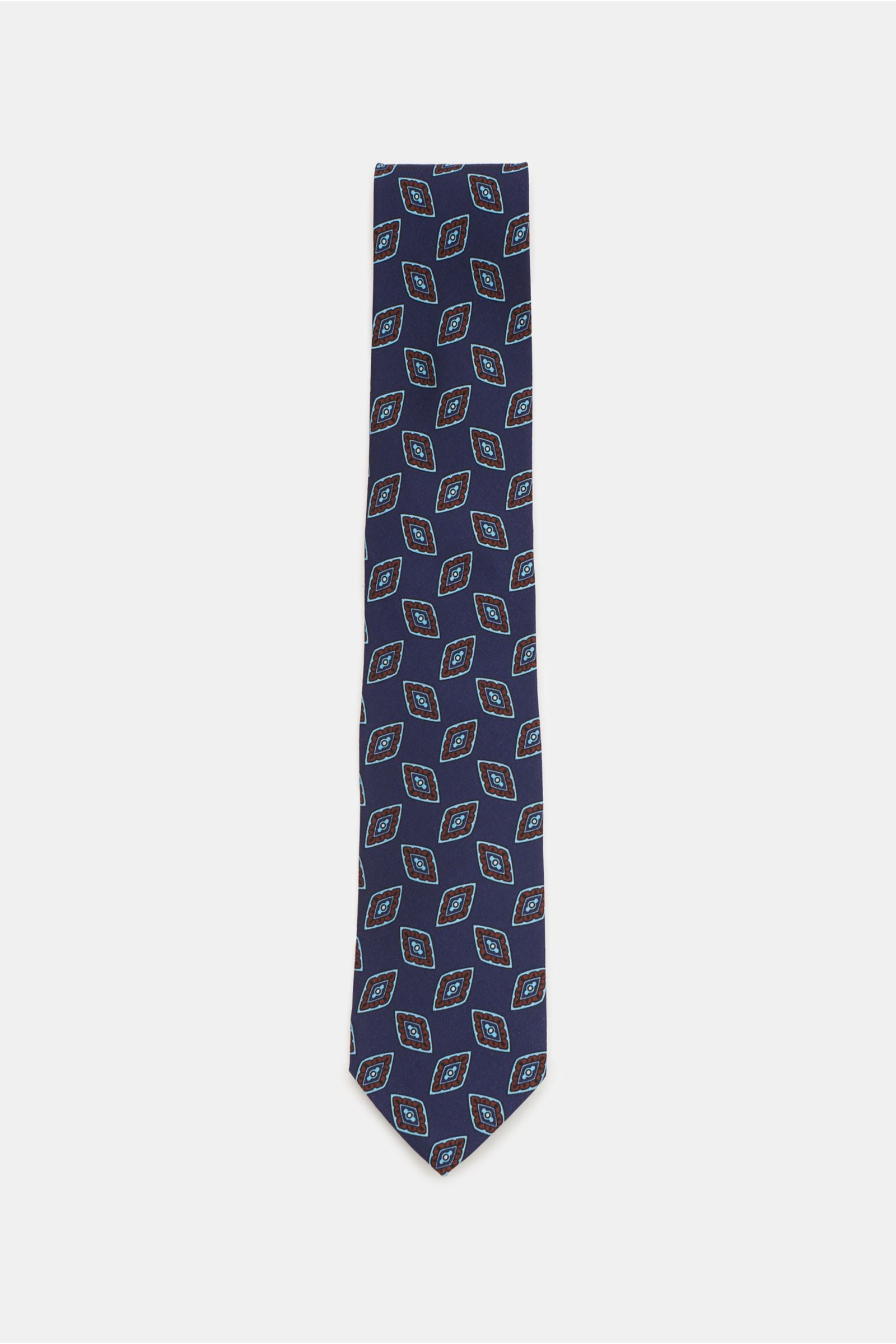 Stile Latino Tie dark blue/light blue/red-brown - brown patterned