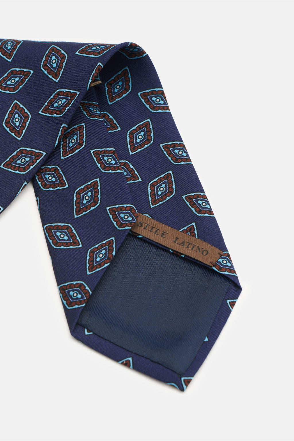Stile Latino Tie dark blue/light blue/red-brown - brown patterned