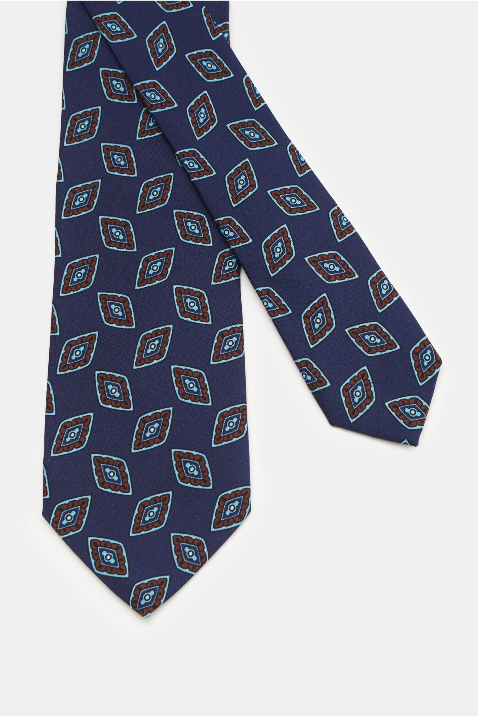 Stile Latino Tie dark blue/light blue/red-brown - brown patterned