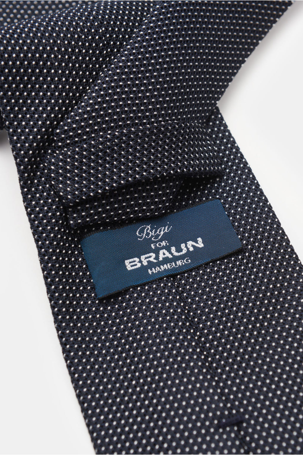 Bigi Silk tie 'Laos' dark navy/black/white dotted - dotted