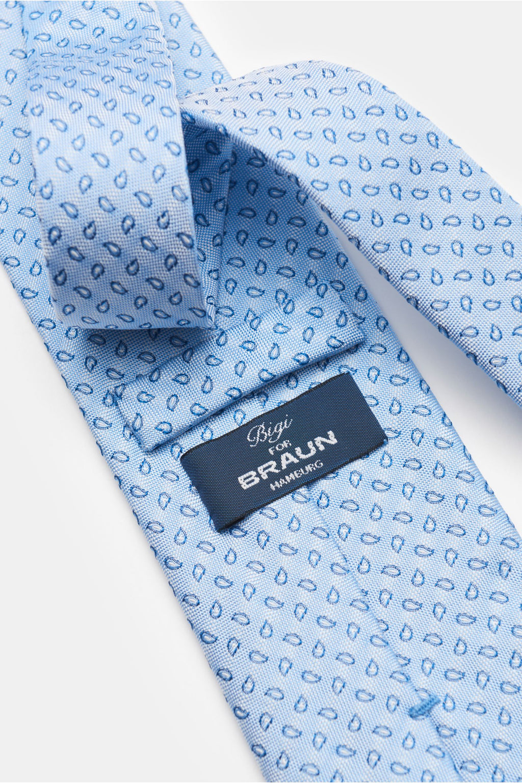Bigi Silk tie 'Volga' light blue/navy/t - Light blue