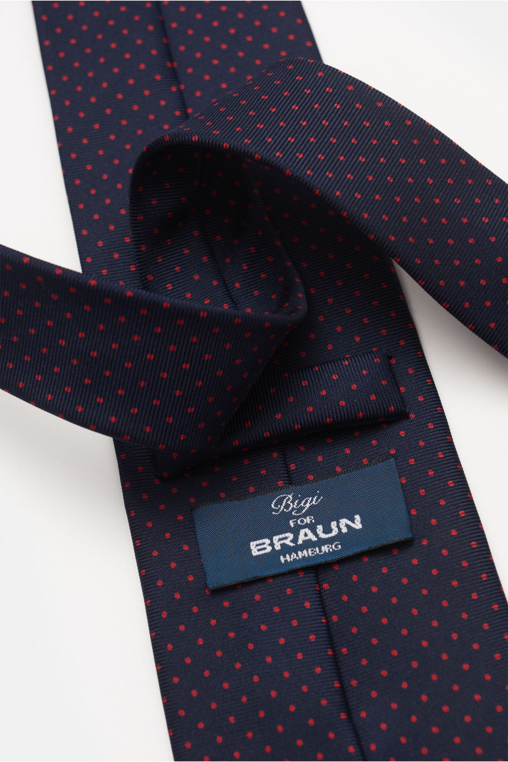 Bigi Silk tie 'Nilo' navy/red dotted - dotted