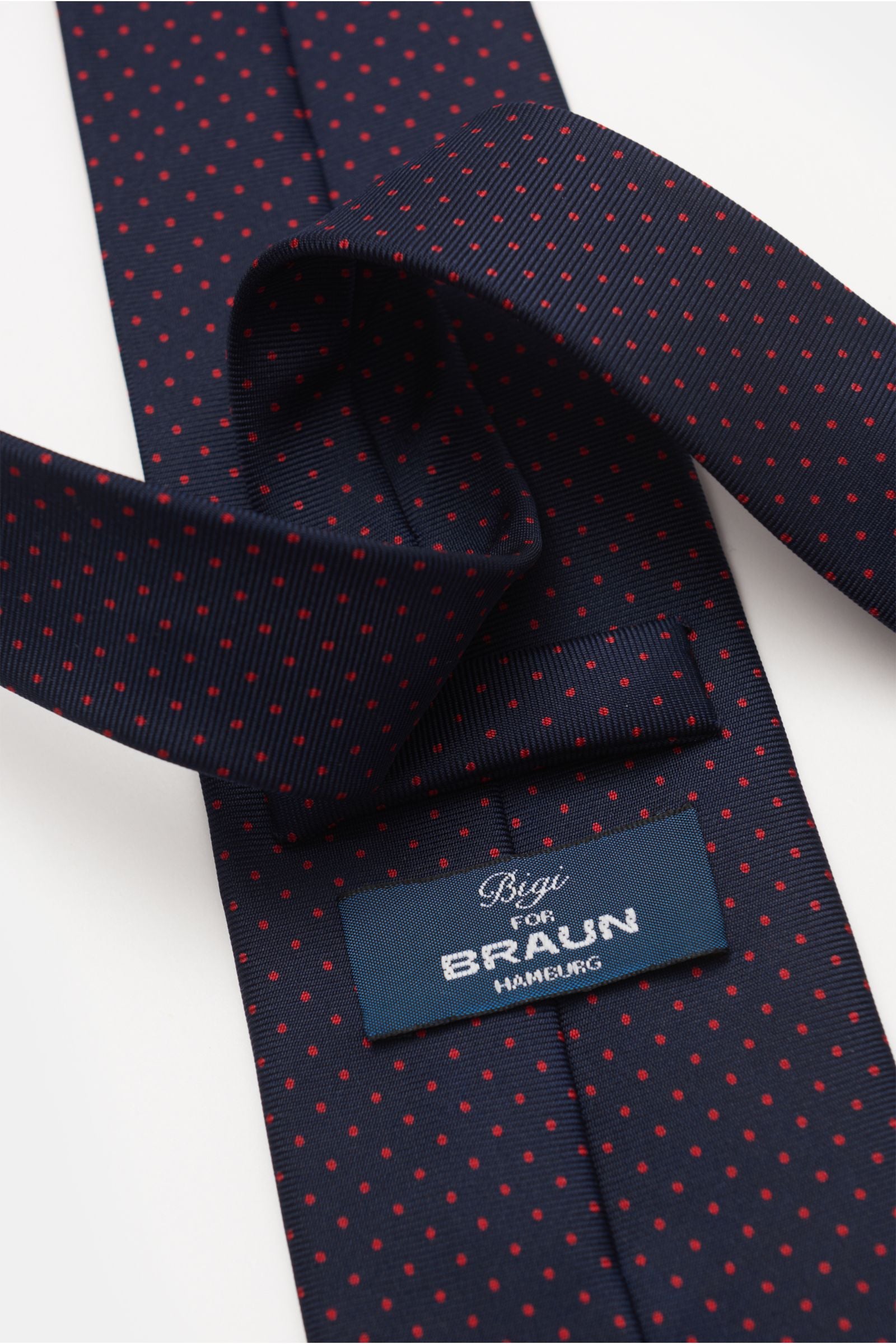 Bigi Silk tie 'Nilo' navy/red dotted - dotted