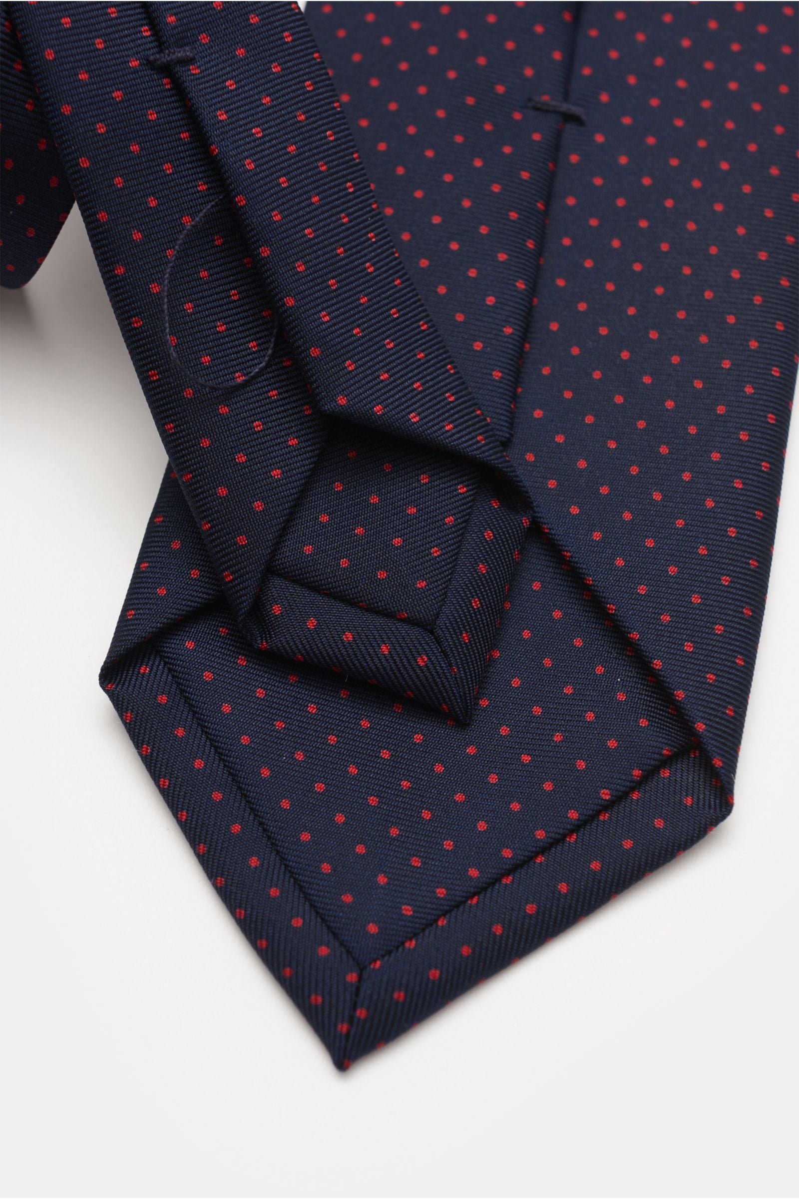Bigi Silk tie 'Nilo' navy/red dotted - dotted